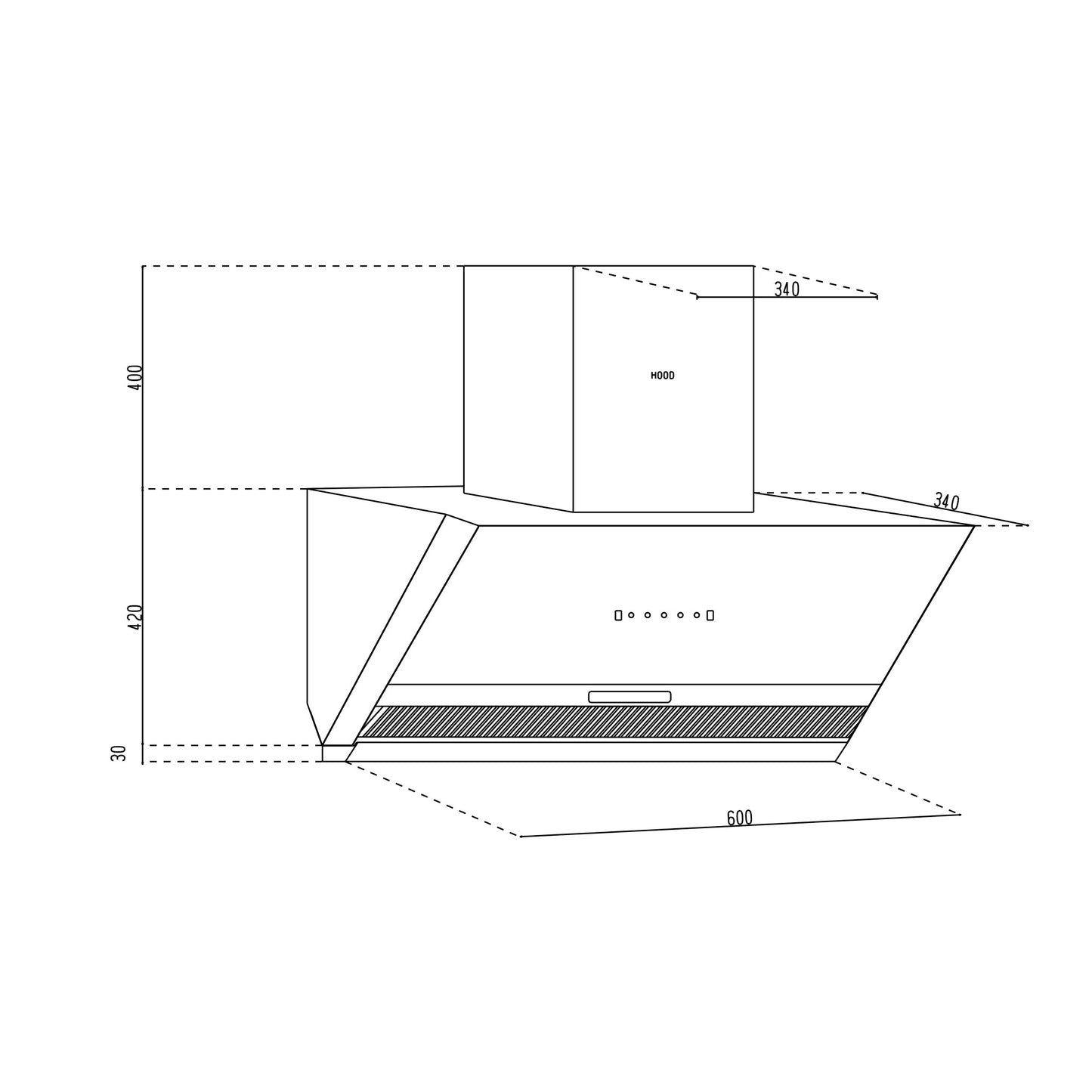 Auto Clean Glass Filterless Chimney with Motion Sensor 1200 m3/h 60/90cm (CH6064AC)