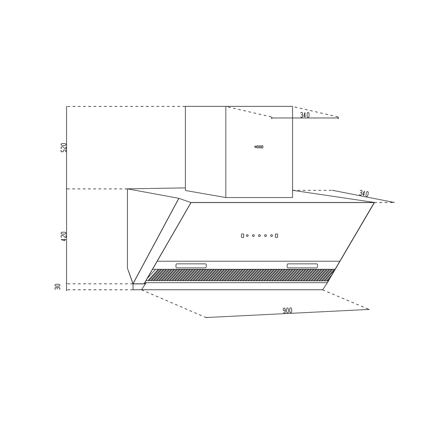 Auto Clean Glass Filterless Chimney with Motion Sensor 1200 m3/h 60/90cm (CH6064AC)