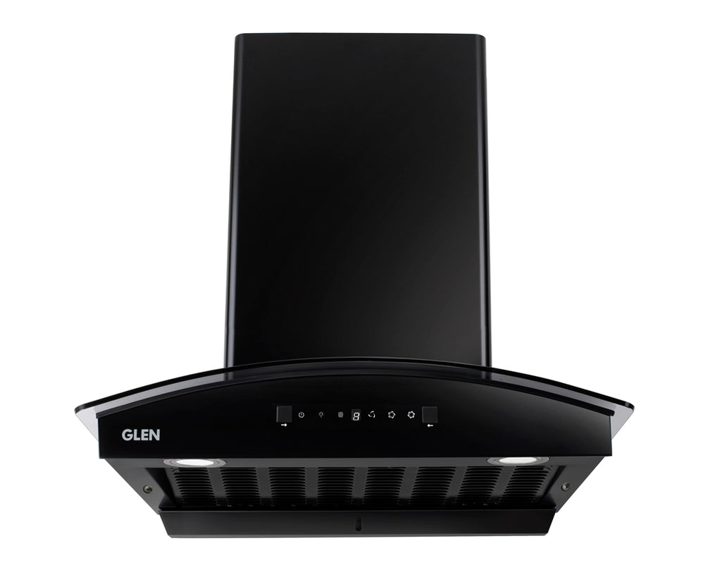 GLEN Auto Clean Filterless Kitchen Chimney | Heat Sensor, 1500 m³/h Suction, Touch & Motion Control | Remote – 60/76/90 cm Black (CH6080HSRACBL)