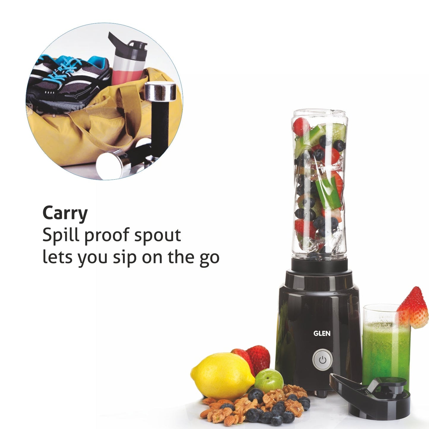 Electric Personal Blender 200W 0.6 Litres BPA free with carry handle - Black (4047 BL)