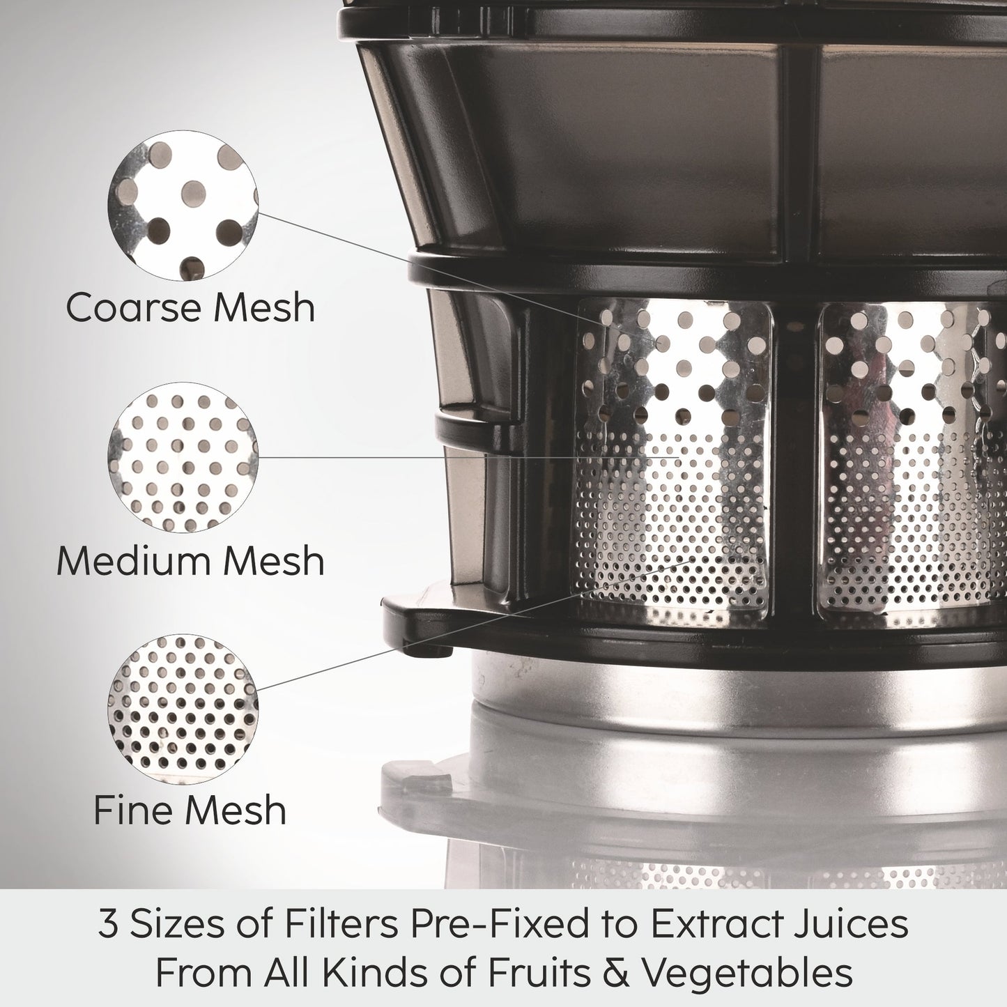GLEN Hopper Slow Juicer 130mm Large Feed, Juice and Pulp containers, Low Noise 250W (SA-4016HSJ)