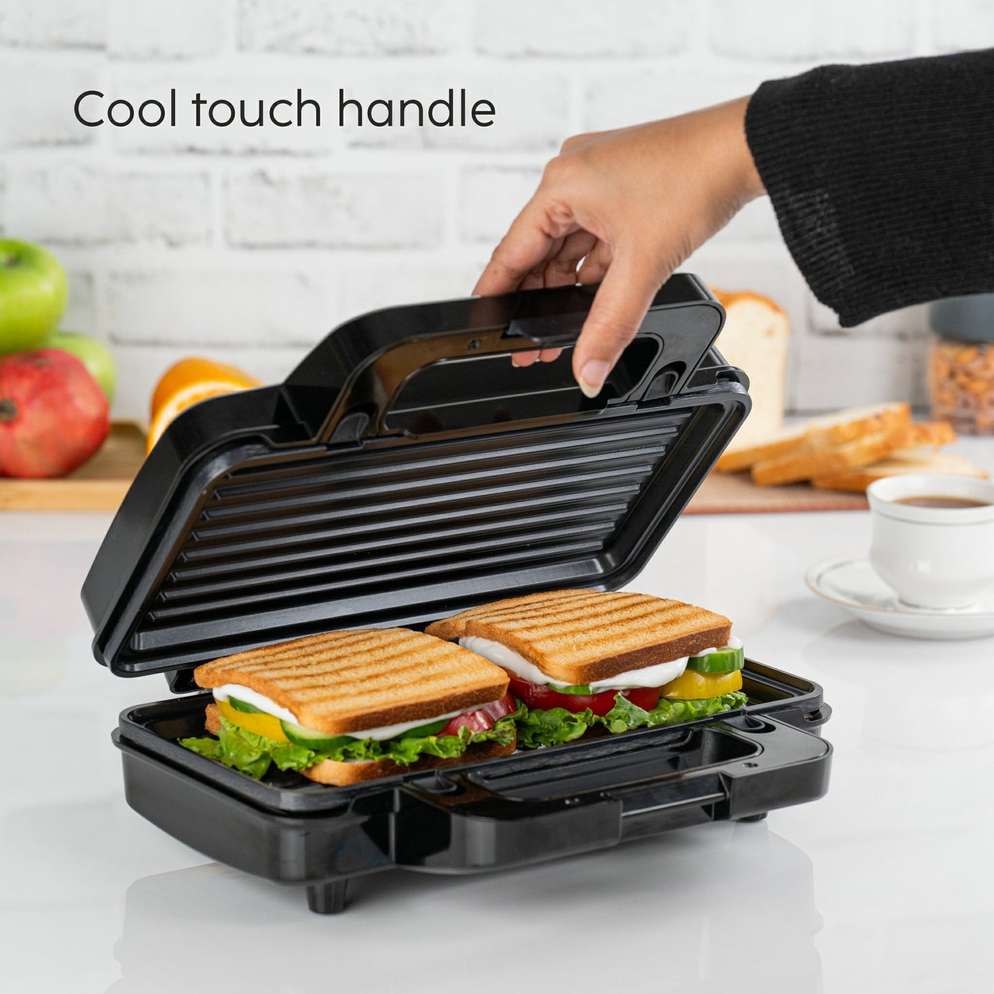 GLEN Electric Jumbo Multi Snack Maker with 3 sets of Sandwich, Grill & Waffle Non-Stick Plates, 1000W - (SA3023JMSM)