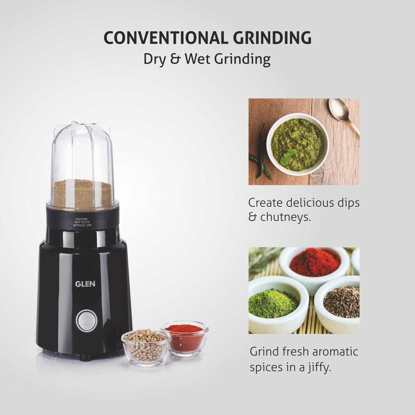 GLEN Active-Blender, 350W Grinder Blender, 2 Unbreakable Food Grade Jars and Personal Bottle (SA4048NPLUS)