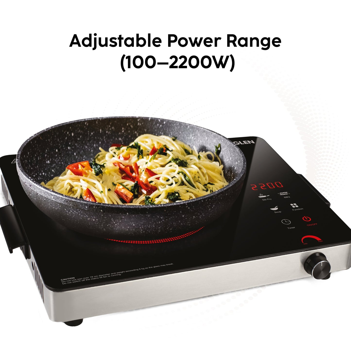 Glen Infrared Stove 2200W (SA-3074 IR22) | 3 Preset Cooking Functions, Touch Control, Energy-Efficient & Fast Heating Cooktop