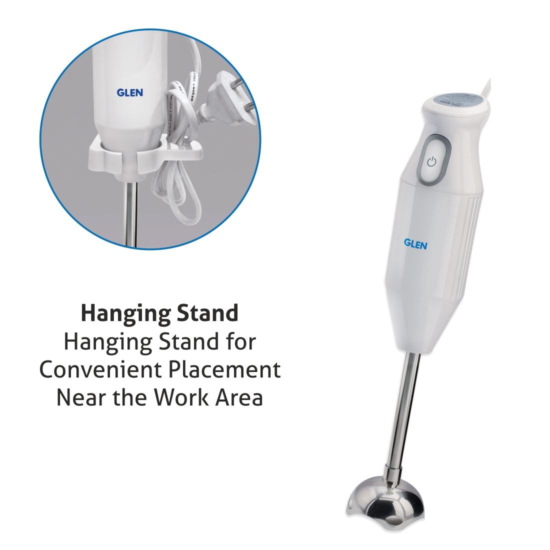 Electric Hand Blender with Stainless Steel Arm 200W - White (4049)