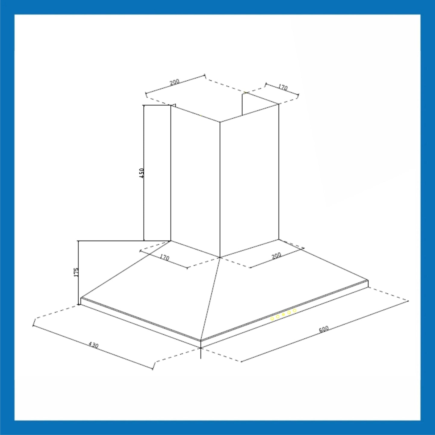 Electric Kitchen Chimney, Pyramid Shape Single Baffle filter 60cm 1000 m3/h -Black (6049 BLK 60 BF)