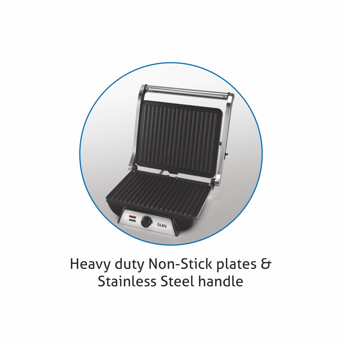 Electric Contact Grill & Sandwich Maker with 180-degree opening, Non-Stick Plates, 2000w - Silver (3031)