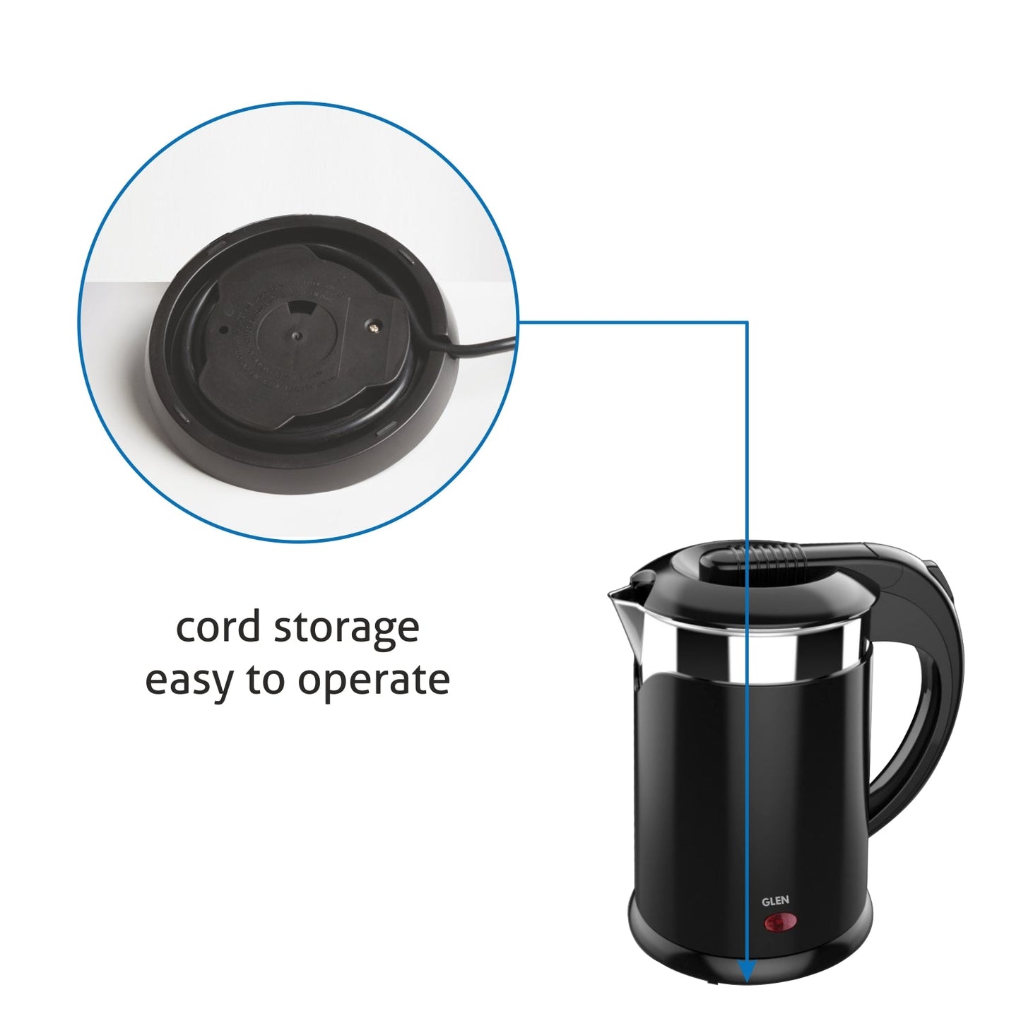 Electric Kettle Plastic Clad Stainless Steel with 360B0 Rotational Base 1.2 Litre 1350 W - Black (9015 DX)