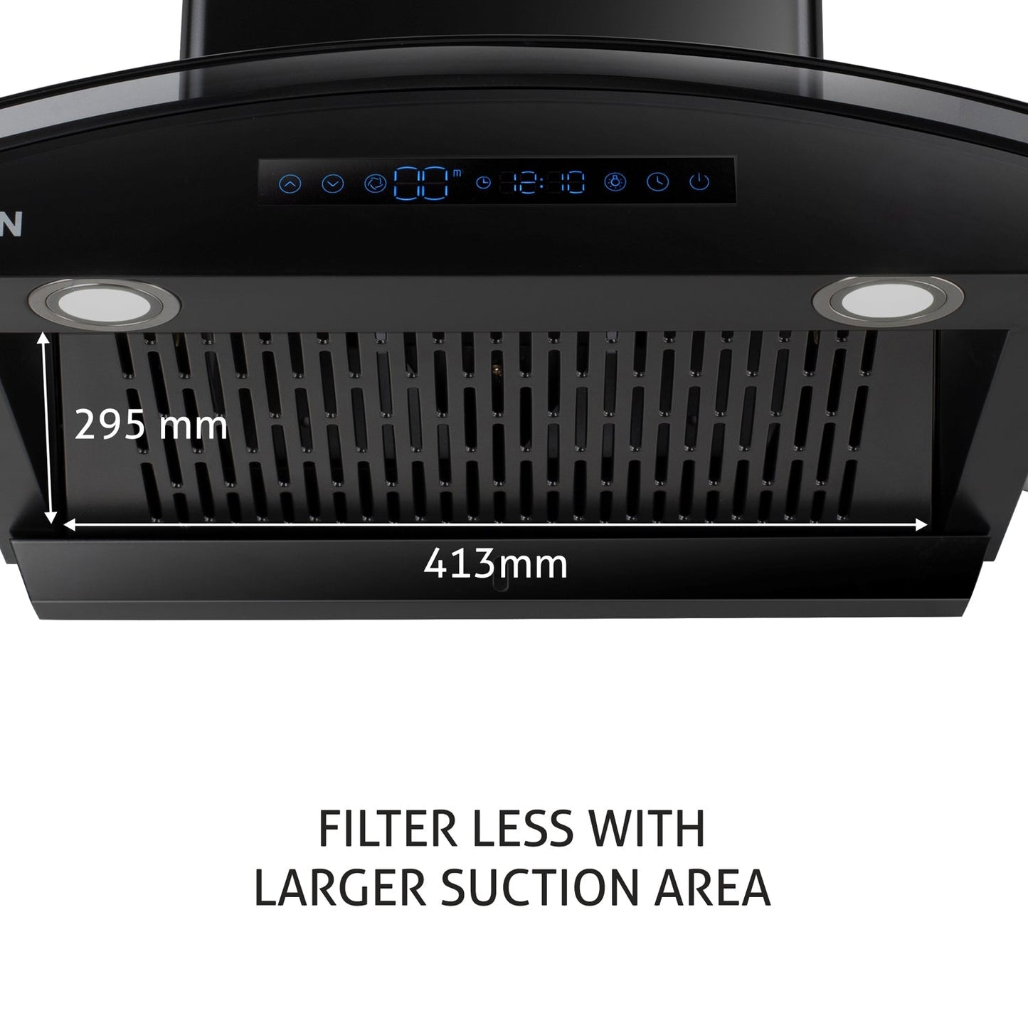 Auto Clean Curved Glass Chimney with Inverter Technology, BLDC Motor 1400 mB3/h - 60/76/90cm (6069 BL BLDC AC )
