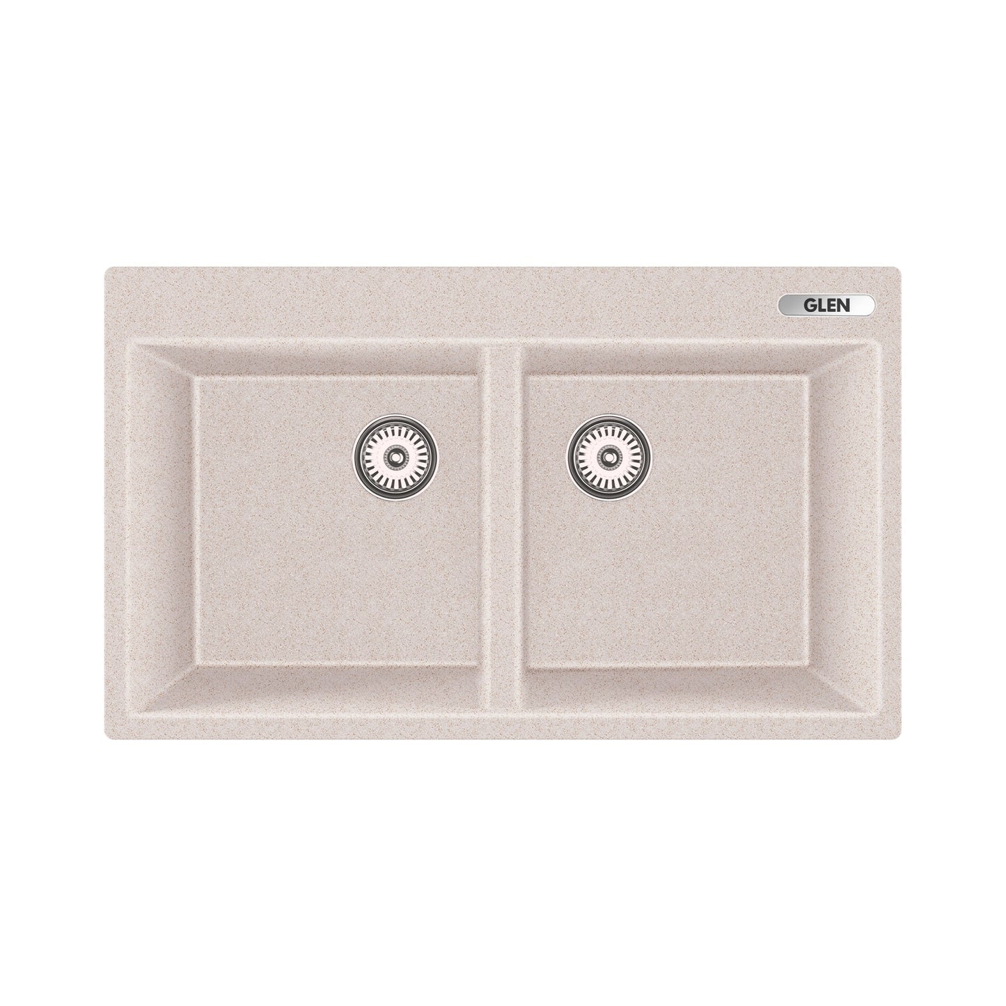 GLEN Quartz Kitchen Sink | Double Bowl with Faucet Deck 34x20x9 inches (KS-QZ34209DB) | 80% Quartz, Non-Porous, Anti-Bacterial & Heat Resistant