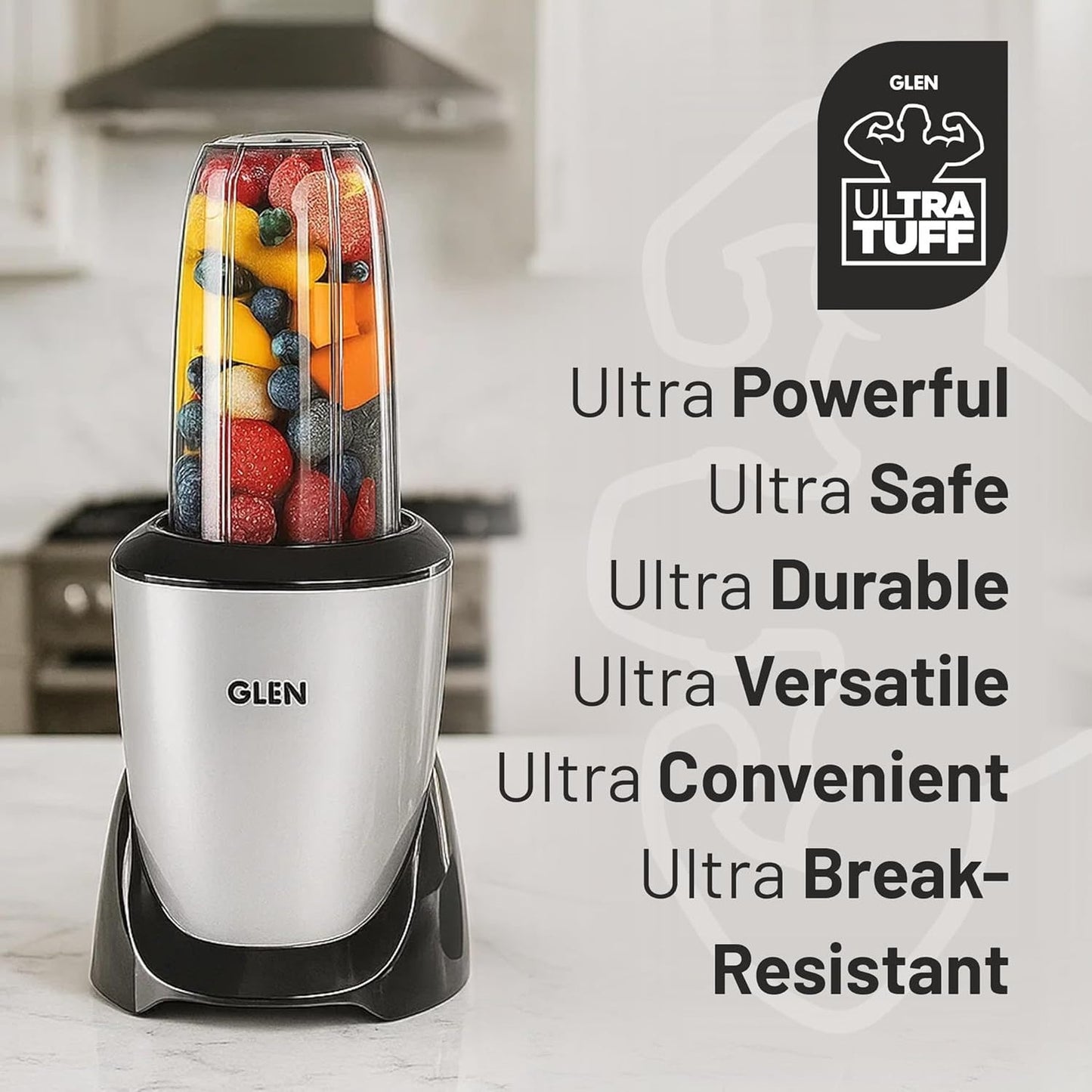GLEN Active-Blender Ultra Tuff, 900W with 2 Unbreakable Blender, Grinder Jars (SA4048UT)