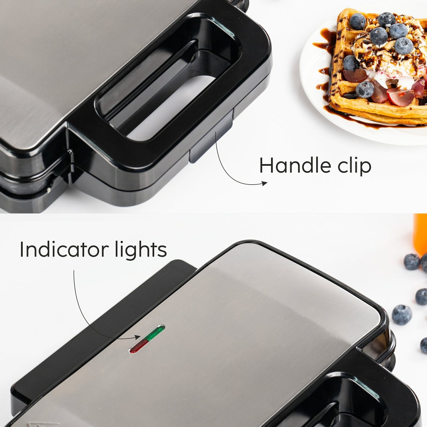 GLEN Electric Jumbo Multi Snack Maker with 3 sets of Sandwich, Grill & Waffle Non-Stick Plates, 1000W - (SA3023JMSM)