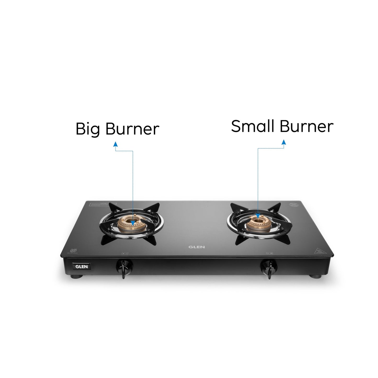 GLEN 2 Burner Glass Gas Stove Jumbo with Brass Burner Black (CT1020GTJMBB)