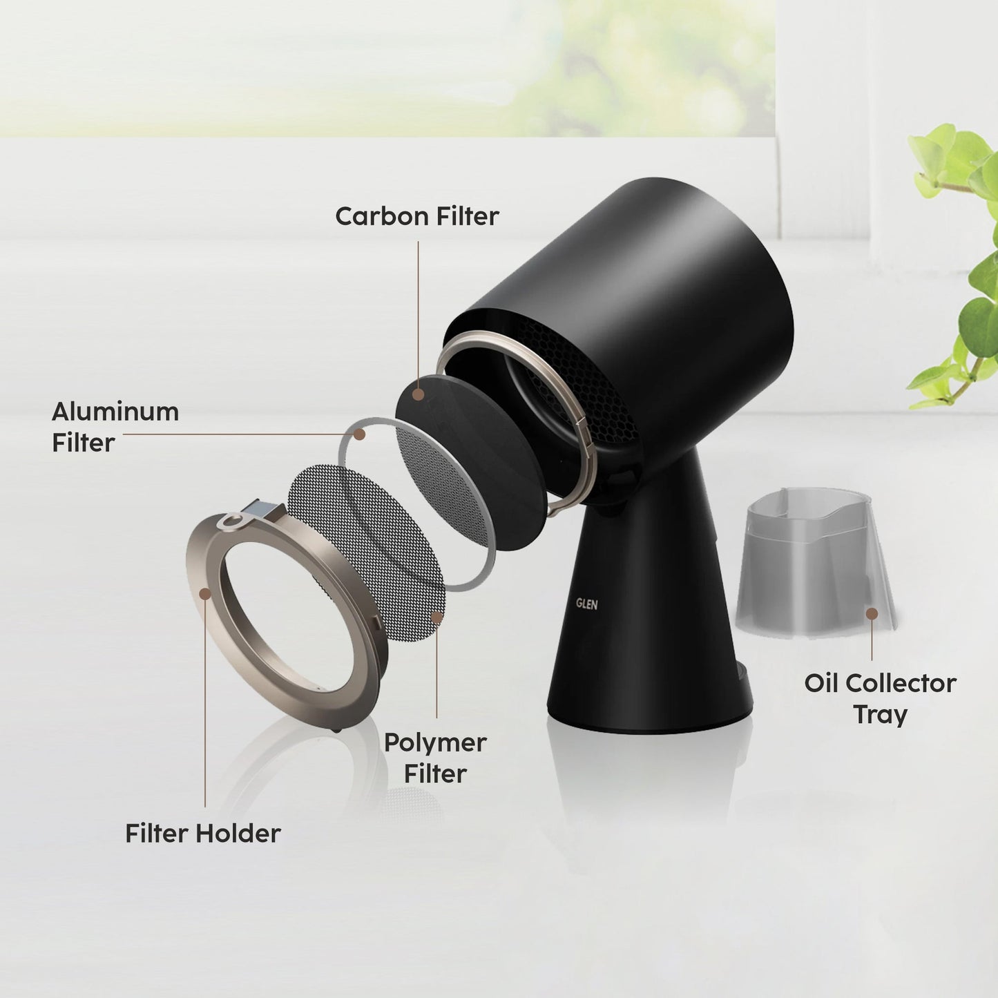 GLEN Electric Portable Chimney with oil collecting cup - Black (CH6090PORBL)
