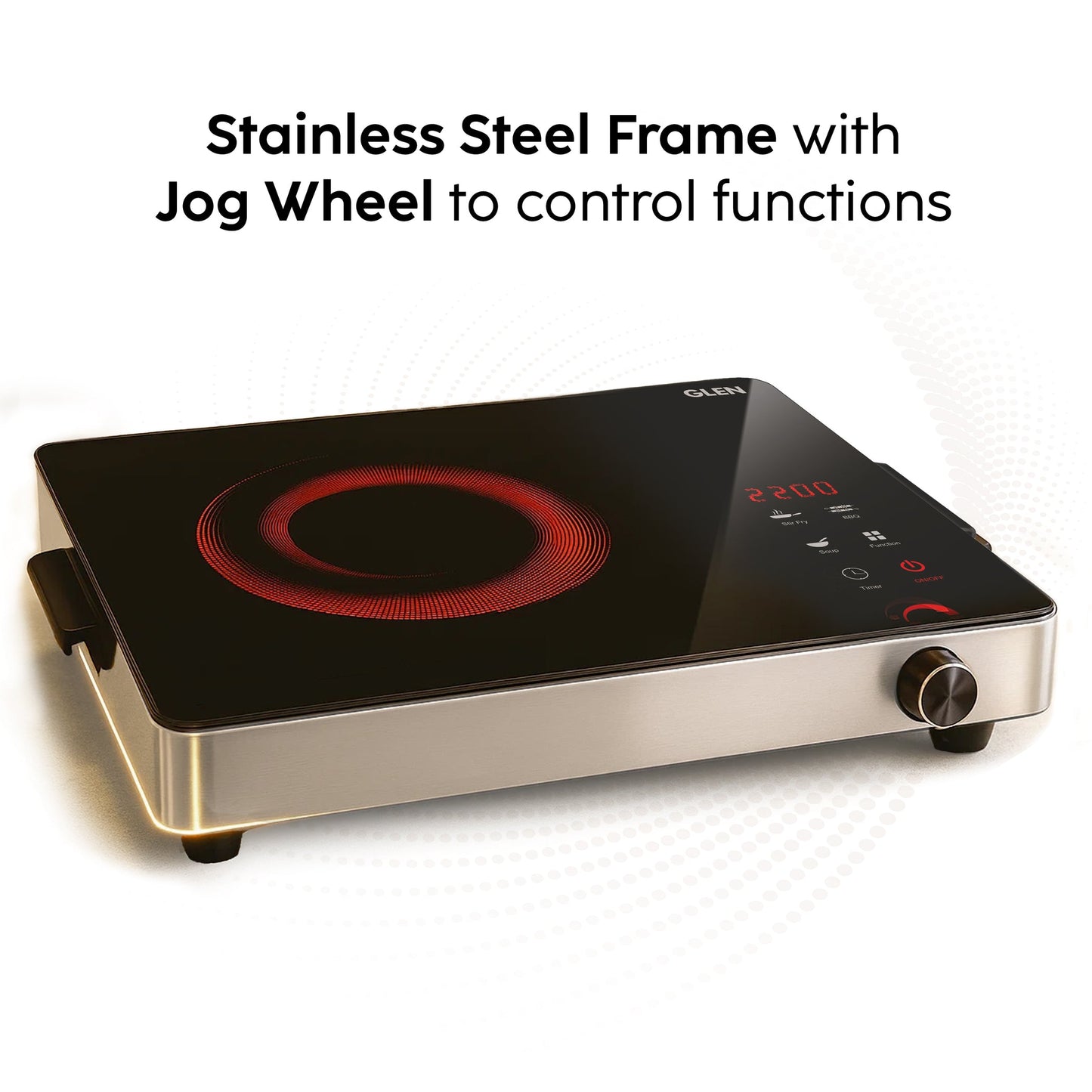 Glen Infrared Stove 2200W (SA-3074 IR22) | 3 Preset Cooking Functions, Touch Control, Energy-Efficient & Fast Heating Cooktop