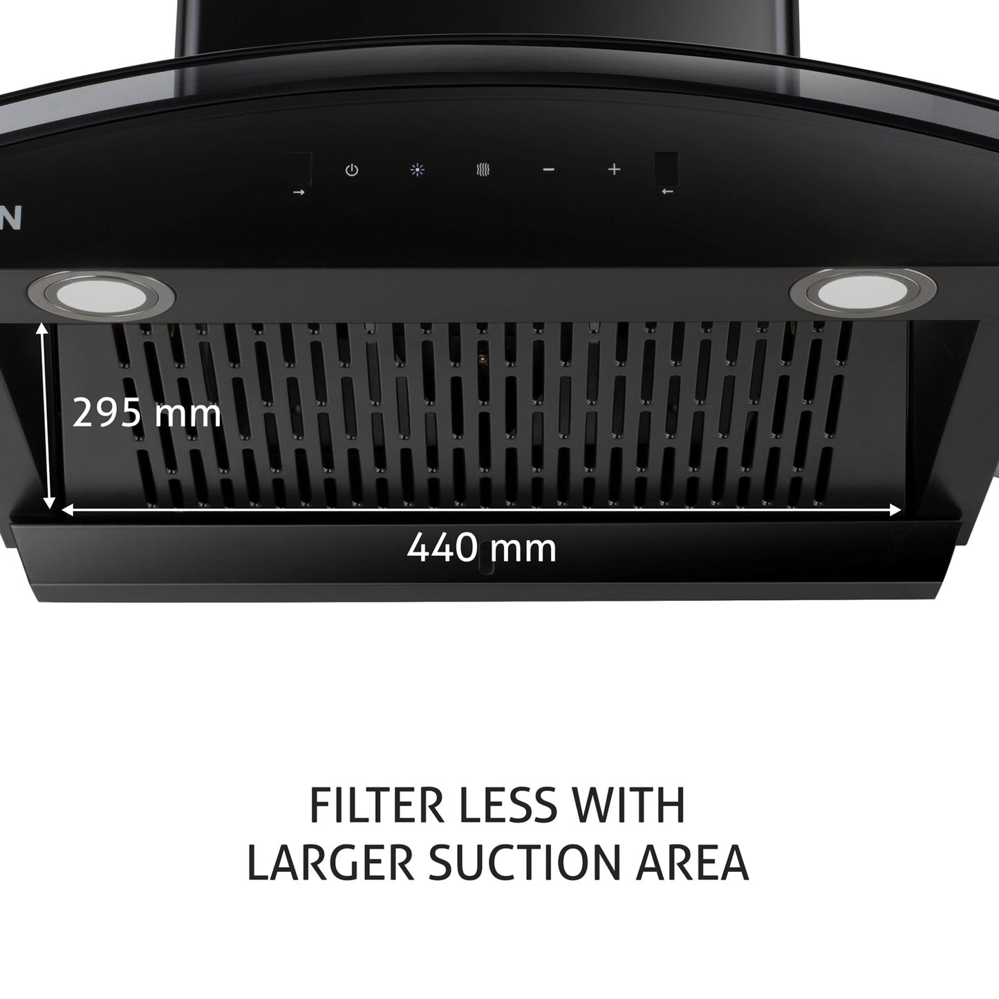 Auto Clean Chimney Curved Glass Filterless with Motion Sensor, 60/76/90cm 1200 mB3/h -Black (6080 BL MS AC)