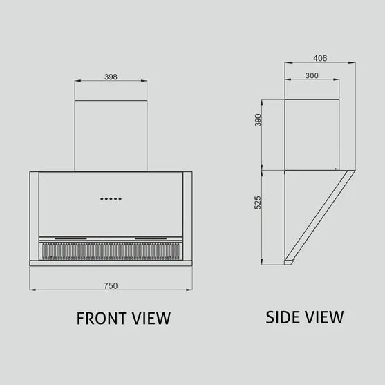 Auto Clean Glass Filterless Chimney with Motion Sensor 1200 m3/h 60/75/90cm (6072SXAC)