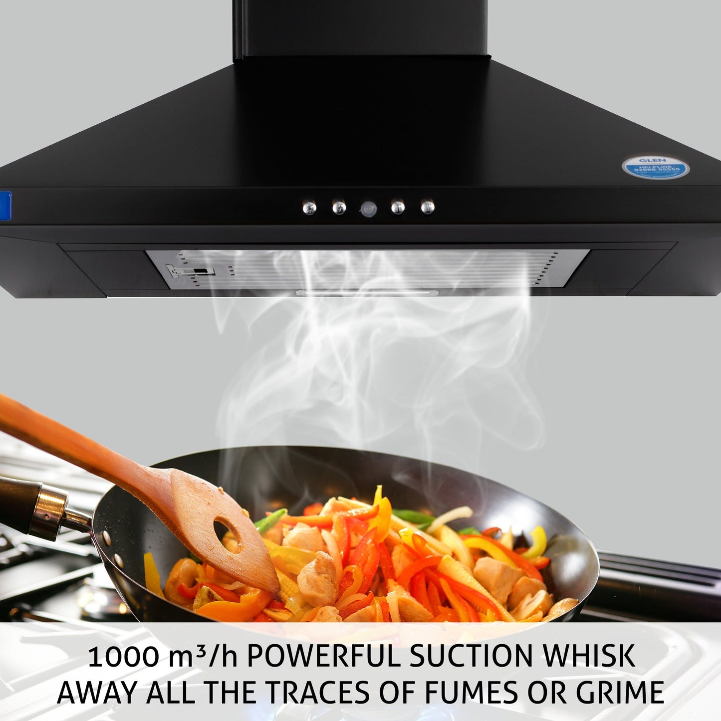 Electric Kitchen Chimney, Pyramid Shape Single Baffle filter 60cm 1000 m3/h -Black (6049 BLK 60 BF)