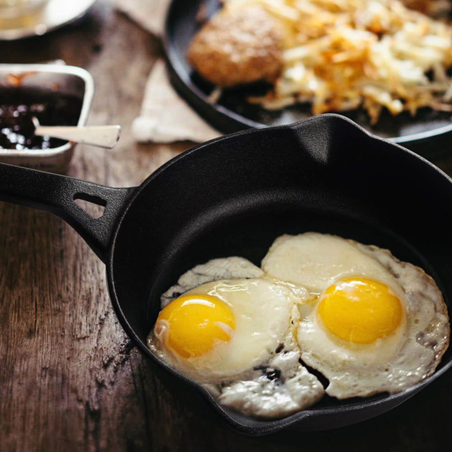 Meyer Pre-Seasoned Cast Iron 2 Piece Cookware Set (25cm Grill Pan + 26cm Frypan)