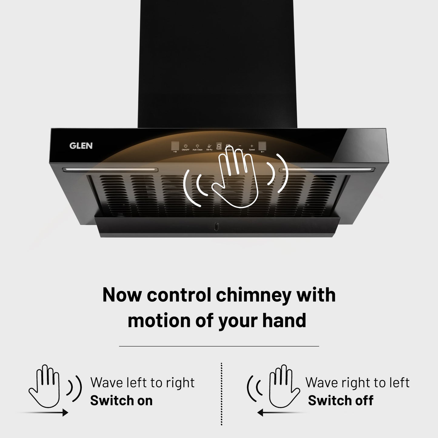 GLEN Auto Clean Filterless Slim Chimney with Inverter Technology, BLDC Motor 1400 m3/h - 60/76/90cm (CH6052SLBLDCB)