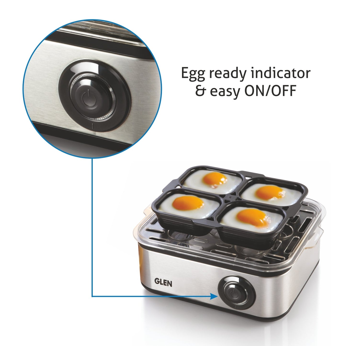 Egg Boiler Boils 8 Eggs, 4 Poaching Cups, Auto shut Off, 500W (3036EB8)