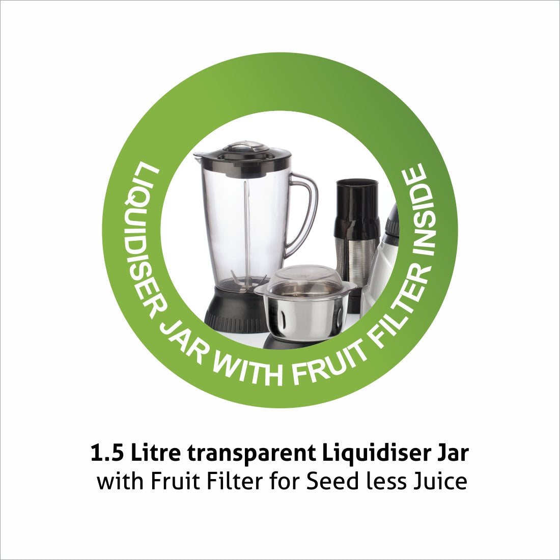 Mixer Grinder 750W 100% Copper Motor, 1 Transparent Jar, 3 Stainless Steel Jars, - Silver (4022 PLAT PLUS)