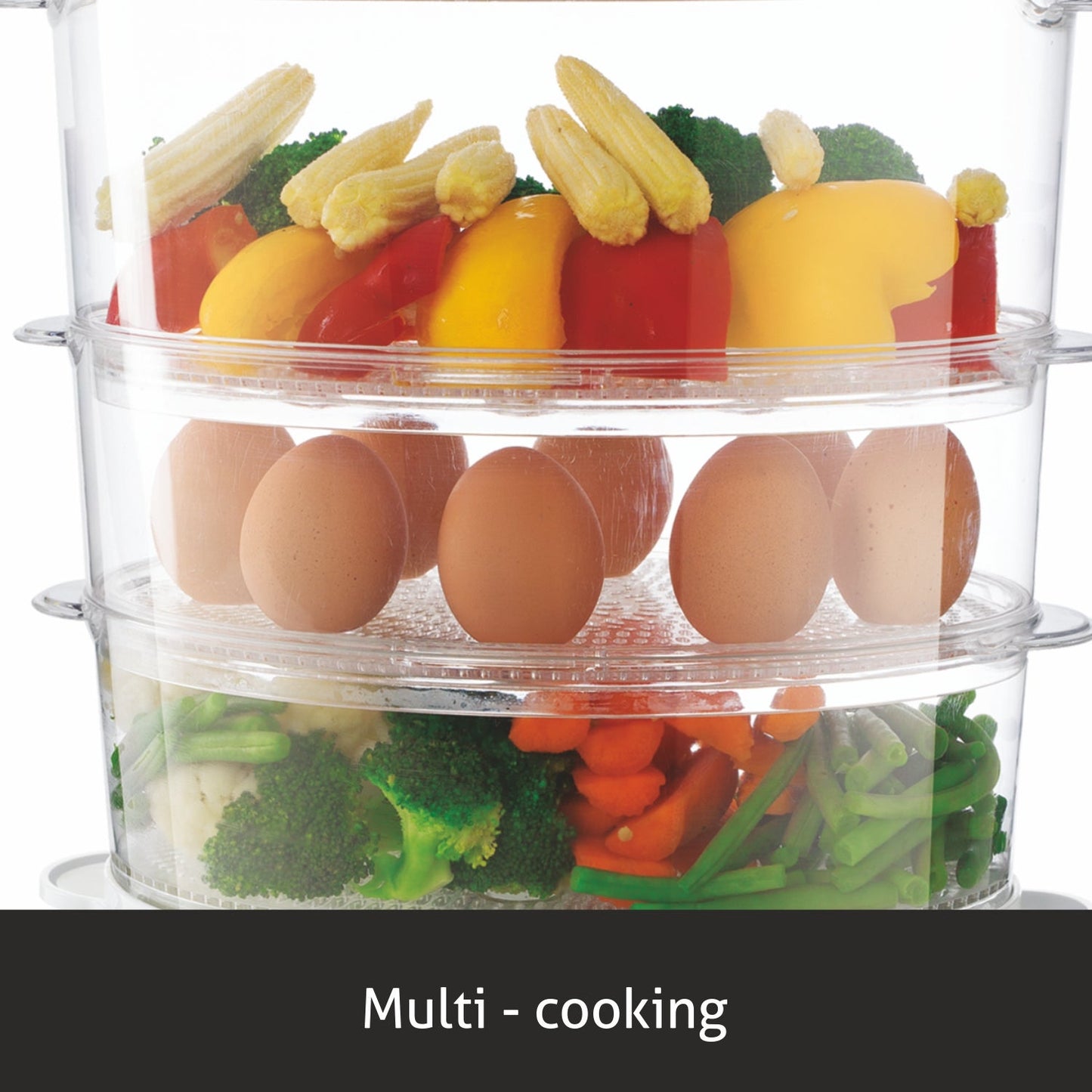 Elecrtric Food Steamer 900w with 60 minute Timer, 3 Food Grade Containers - white (3052)