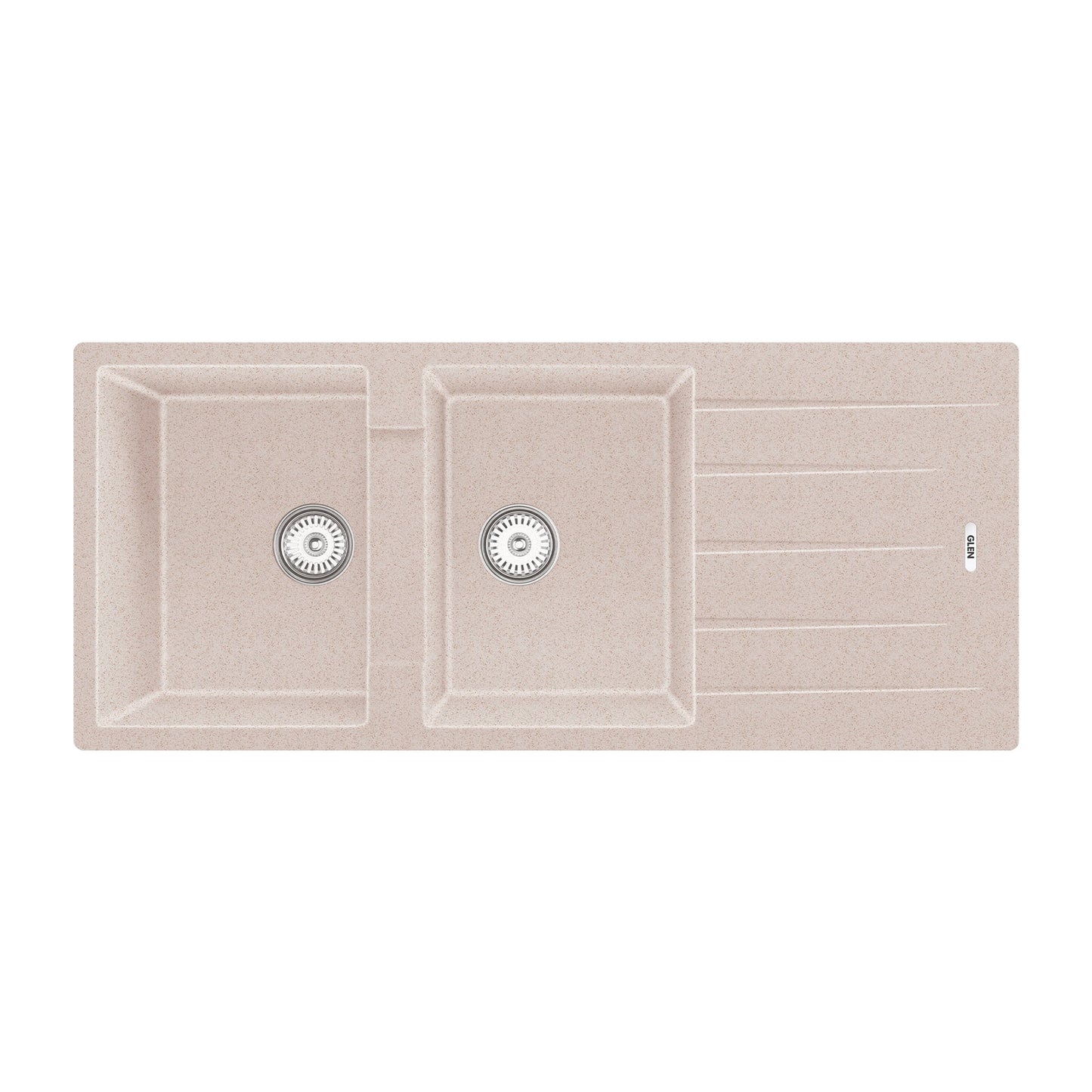 GLEN Quartz Sink for Kitchen, Double Bowl with Side Drain 46x20x9 inches (KS-QZ46209DBSD)