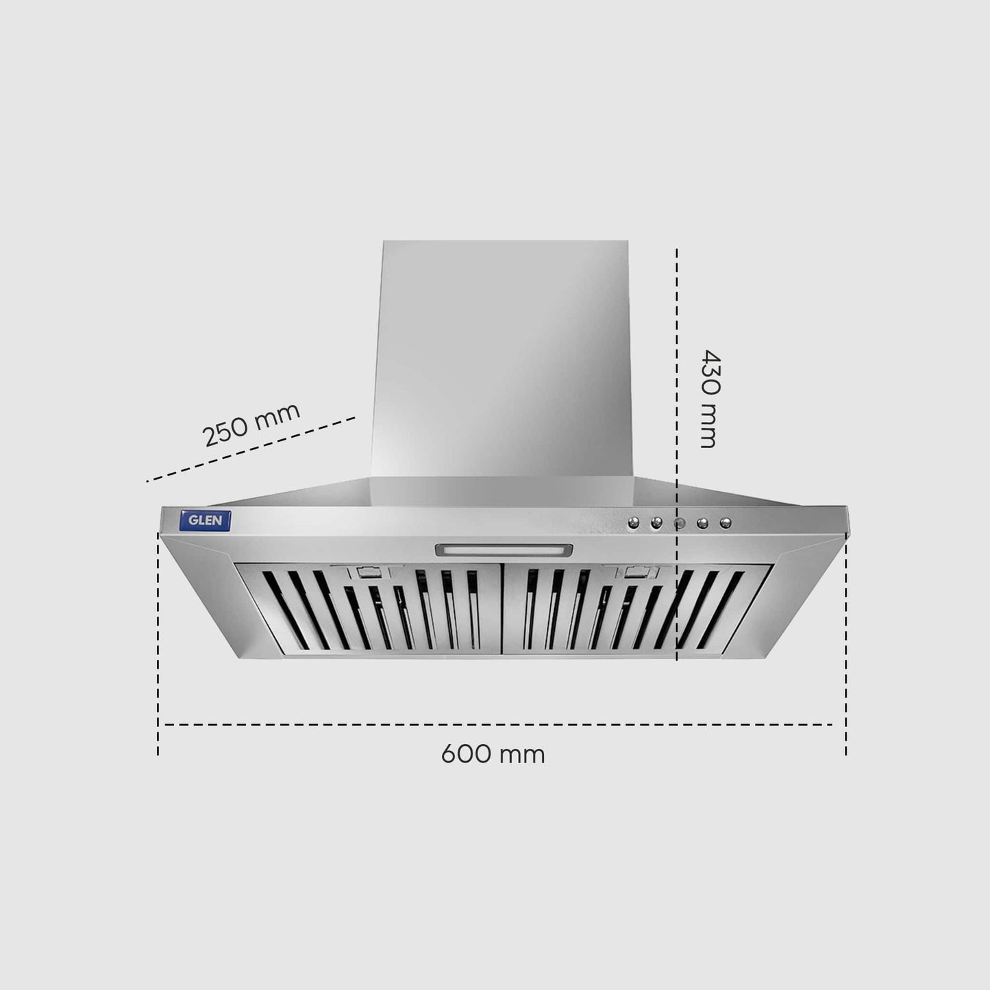Electric Kitchen Chimney, Pyramid Shape SS Baffle filters 60cm 1100 mB3/h - (6050 IN SS)