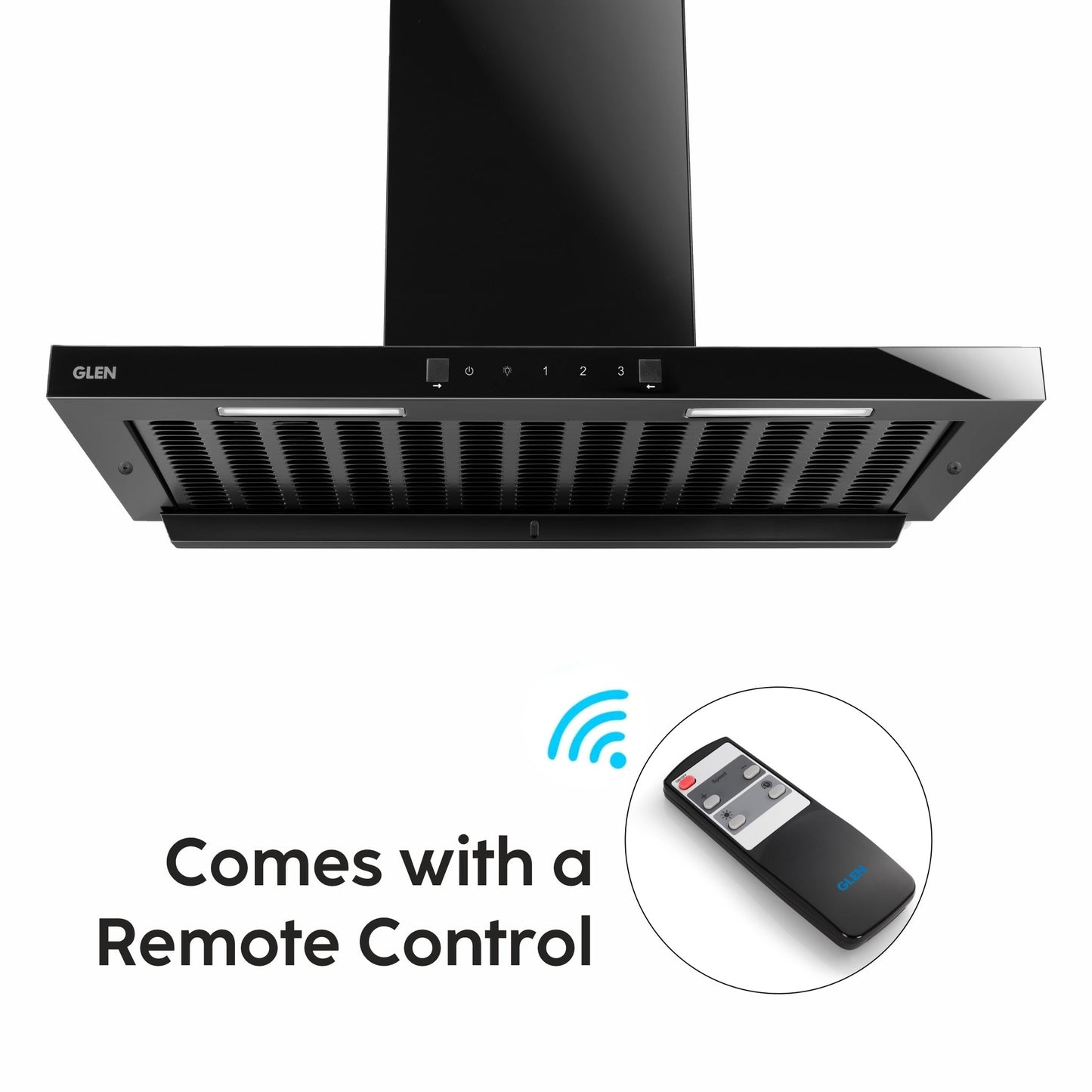 GLEN Auto Clean Filterless Kitchen Chimney | Heat Sensor, Intelli-Clean, 1400 m³/h Suction, Touch & Motion Control, Remote Operated – 60/76/90 cm Black (CH 6055 BL MS AC)
