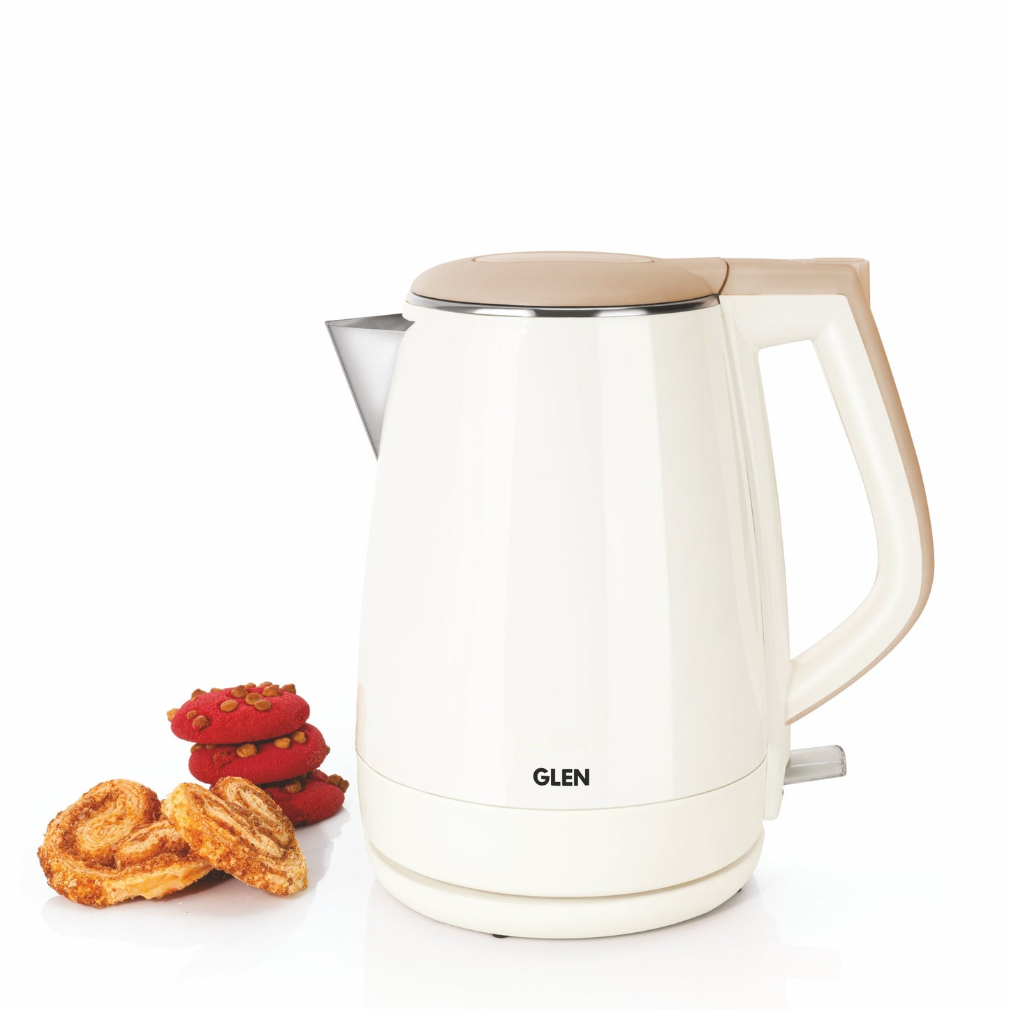 GLEN Electric Kettle 1.5 Litre Plastic Clad Stainless Steel | 360° Rotation Base, Auto Shutoff | 1500 W (SA-9006)