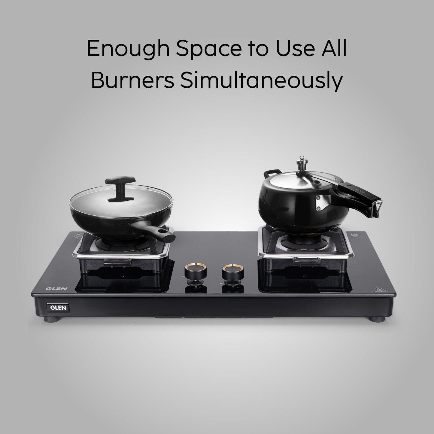 GLEN 2 Burner Swift Glass Gas Stove with Multi Ring Forged Brass Burners (CT1022GTBLSWIFT)