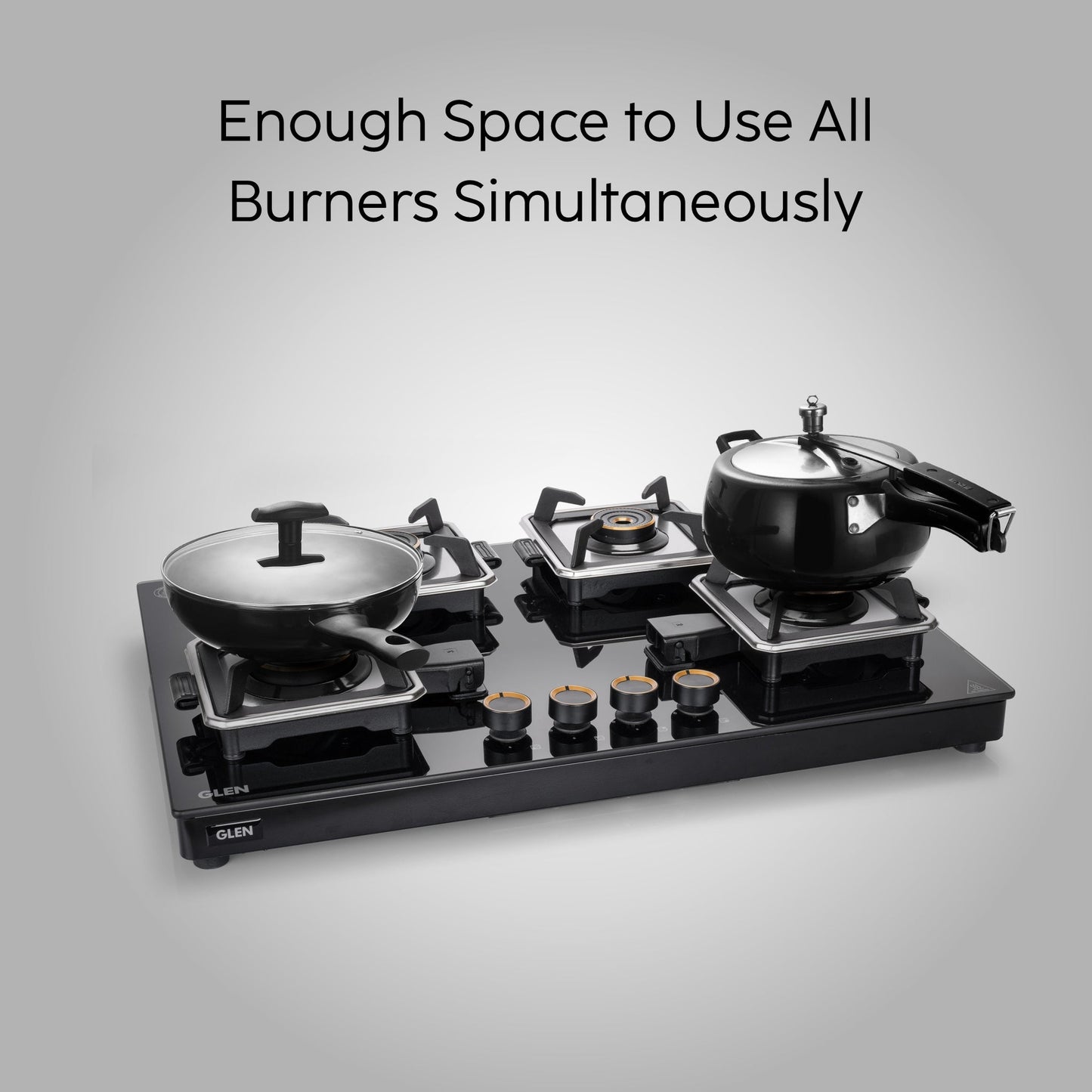 GLEN 4 Burner Swift Glass Gas Stove with Multi Ring Forged Brass Burners (CT1044GTBLSWIFT)