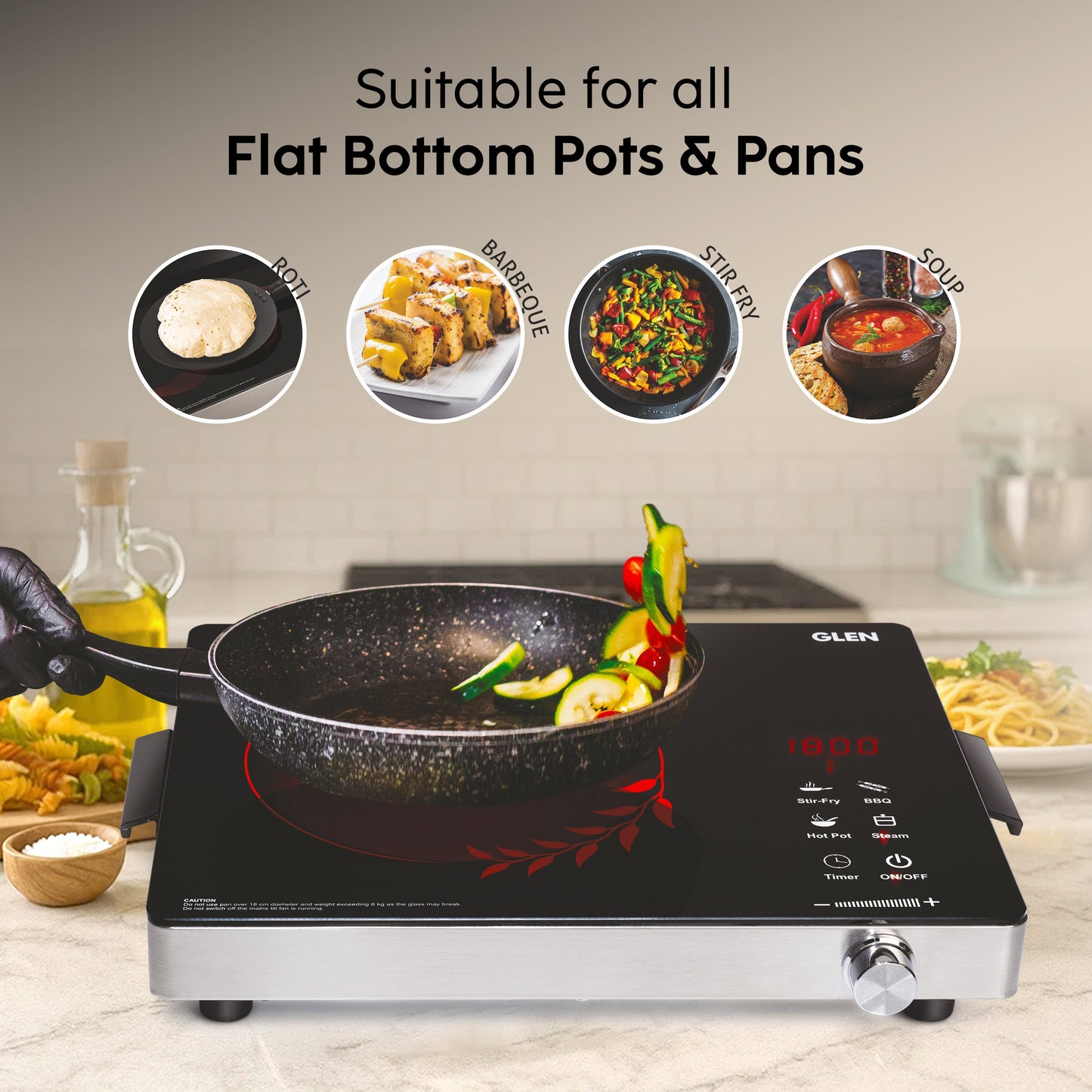 GLEN Infrared Cooking Stove with 4 Preset Cooking Functions 2200W - SA-3077IR