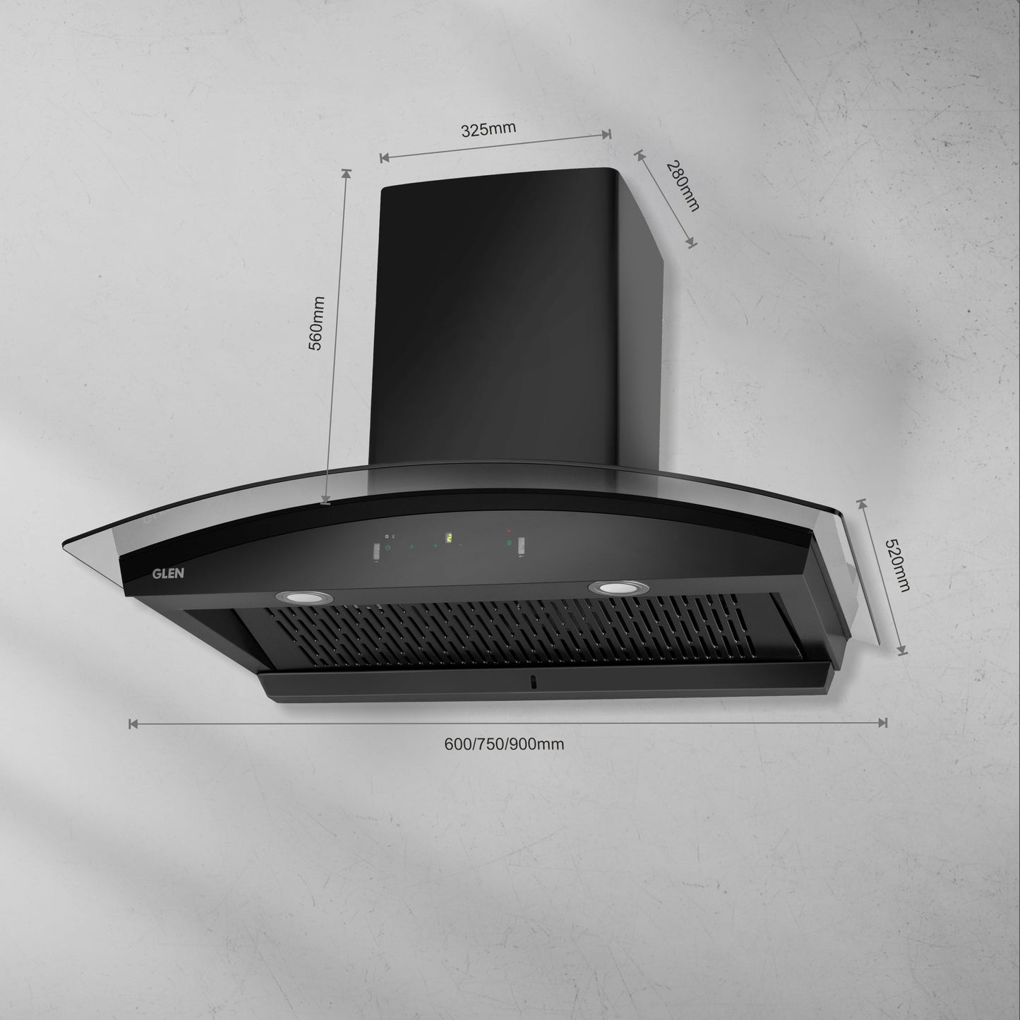 Auto Clean Chimney Curved Glass Filter-less with Wi-Fi Control 1400 mB3/h - 60/76/90cm (CH 6068 AC BLS)