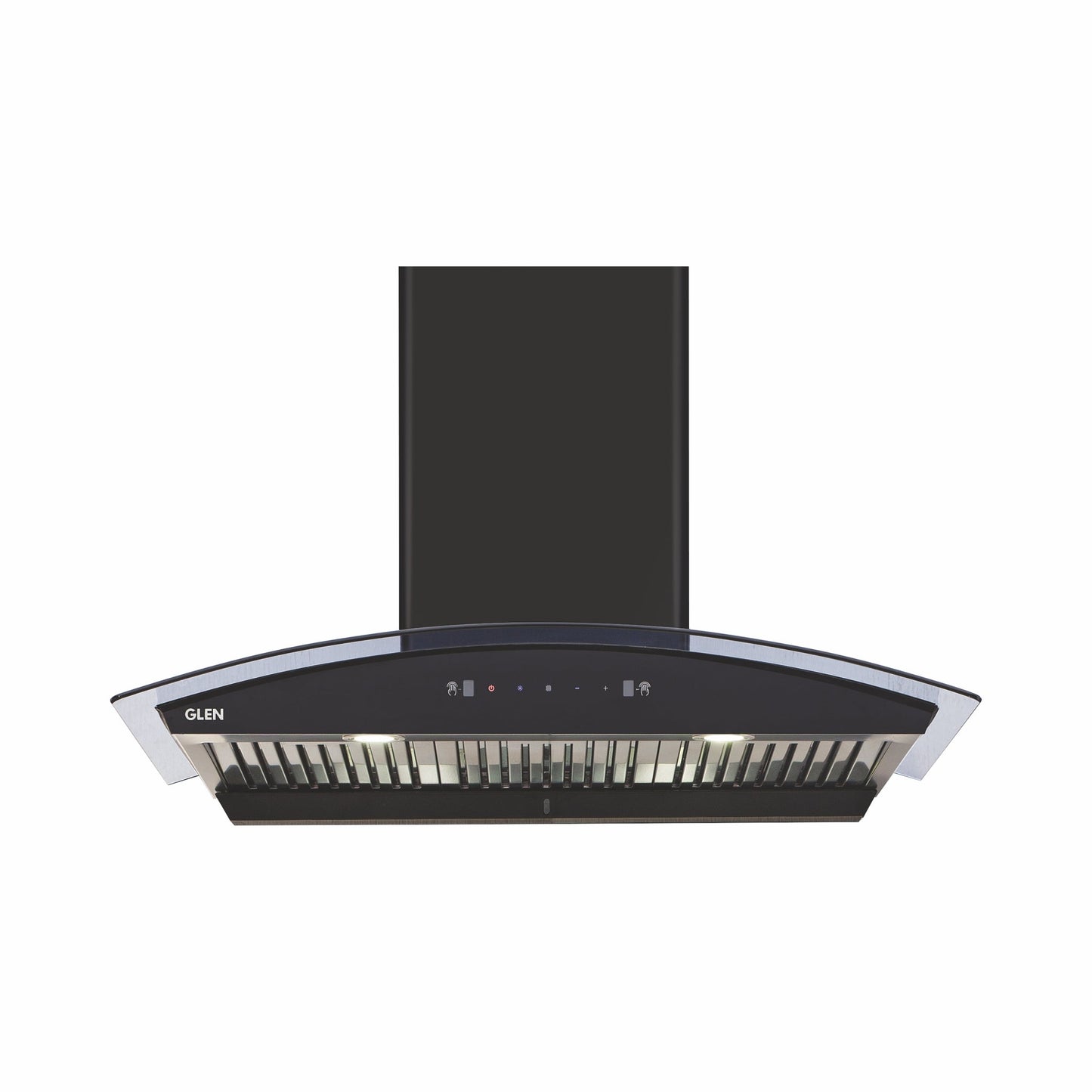 Auto Clean Curved Glass Kitchen Chimney, Baffle Filters, Motion Sensor 1200 m3/h 60/90cm - Black (6066 MS AC BL)