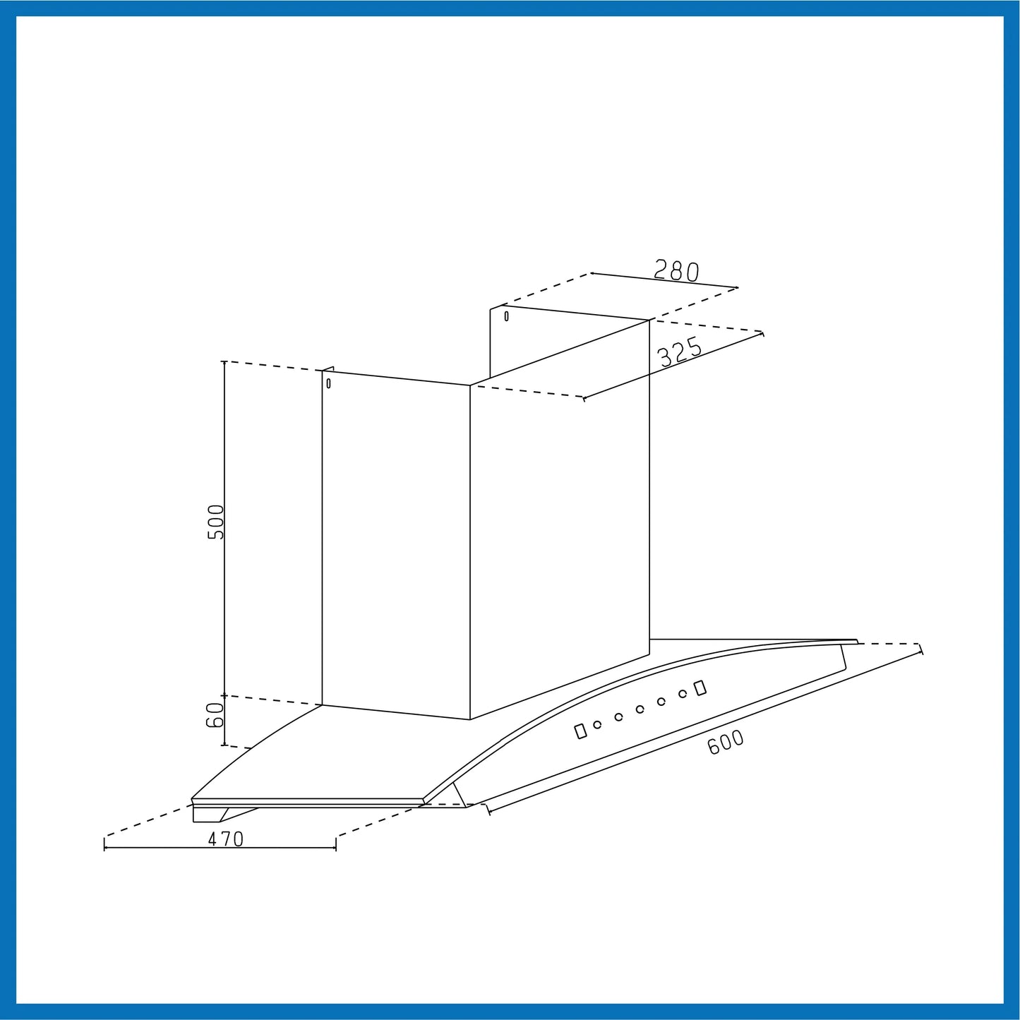 Auto Clean Chimney Curved Glass Filter-less with Motion Sensor, 1400 mB3/h - 60/76/90cm (6068 BL MS AC)