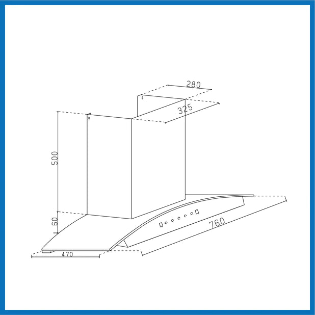 Auto Clean Chimney Curved Glass Filter-less with Motion Sensor, 1400 mB3/h - 60/76/90cm (6068 BL MS AC)