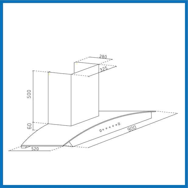 Auto Clean Chimney Curved Glass Filter-less with Motion Sensor, 1400 mB3/h - 60/76/90cm (6068 BL MS AC)