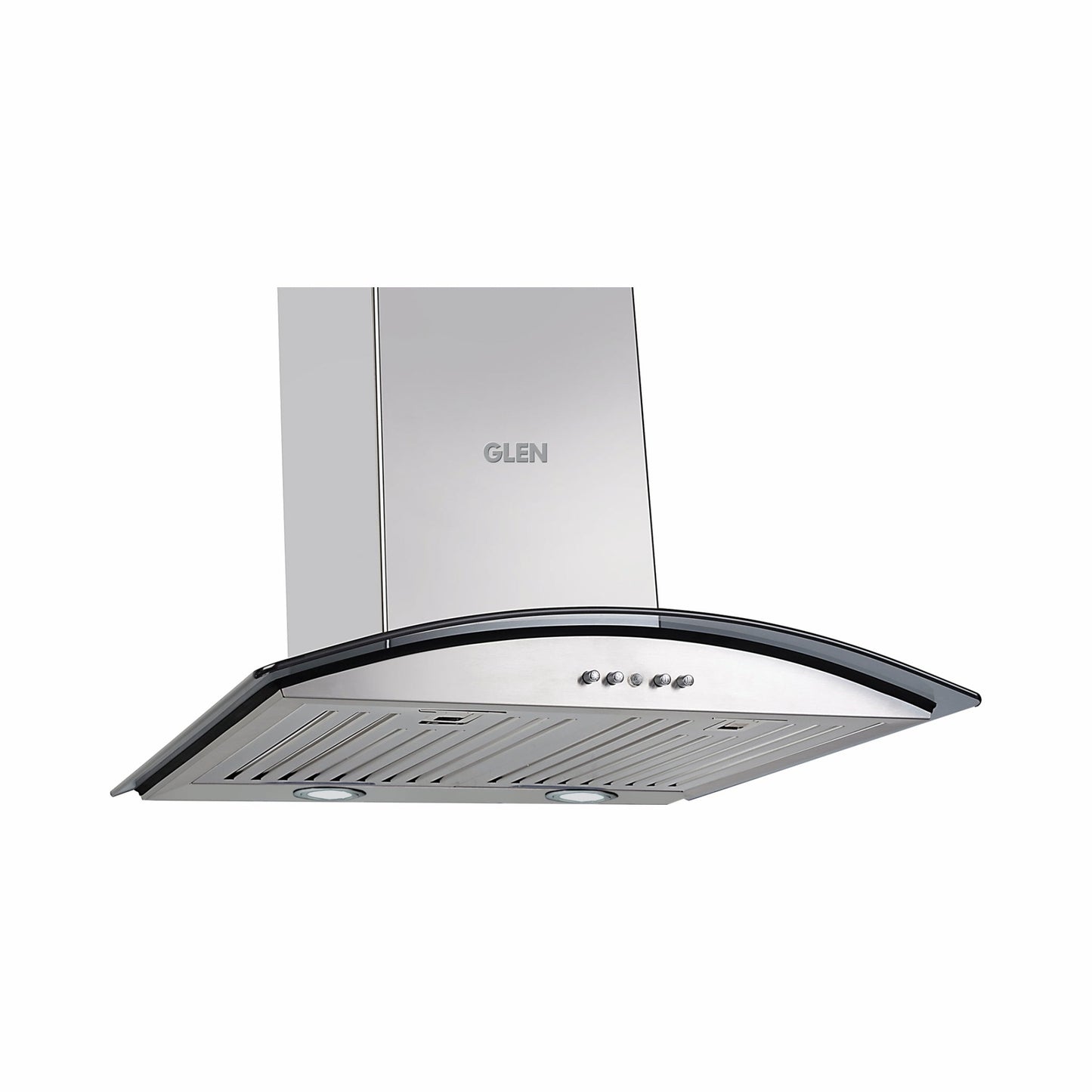 Kitchen Chimney Curved Glass Push Buttons Baffle filter 60cm 1000 m3/h -Silver (6071 SS)