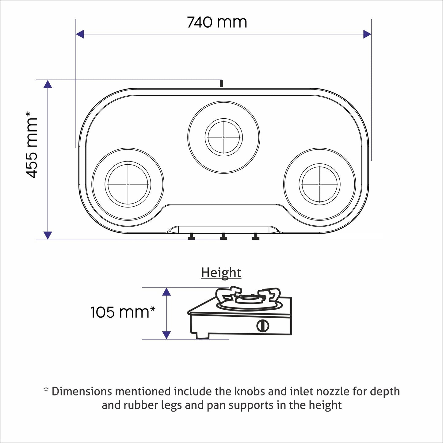 GLEN 3 Burner Stainless Steel Gas Stove with High Flame Brass Burner Drip Tray (CT1033SSHFDTBB)