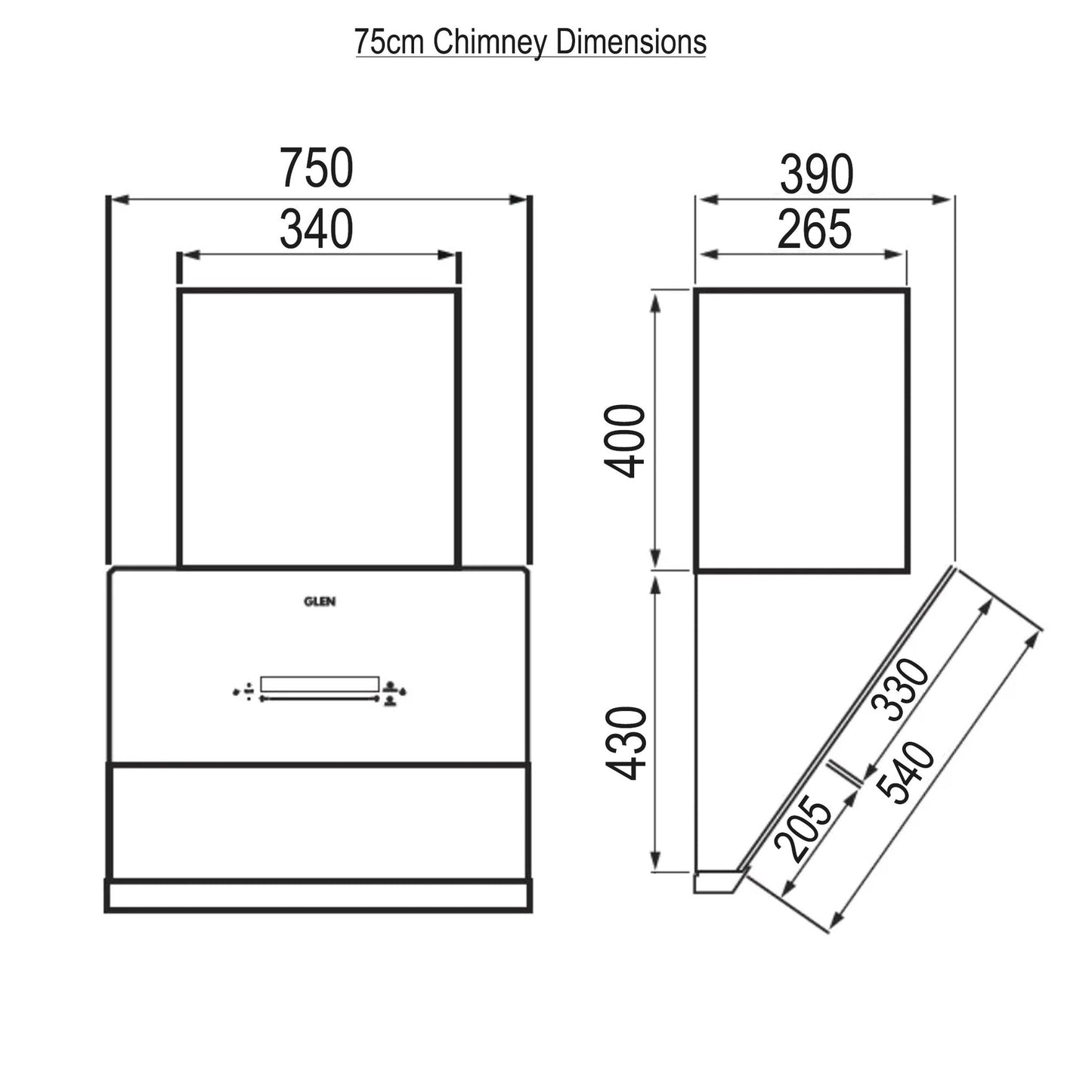 GLEN Auto Clean Matt Glass Filterless Chimney with Inverter Technology, BLDC Motor 60/75/90cm 1600 m3/h - (CH6074MGAC)