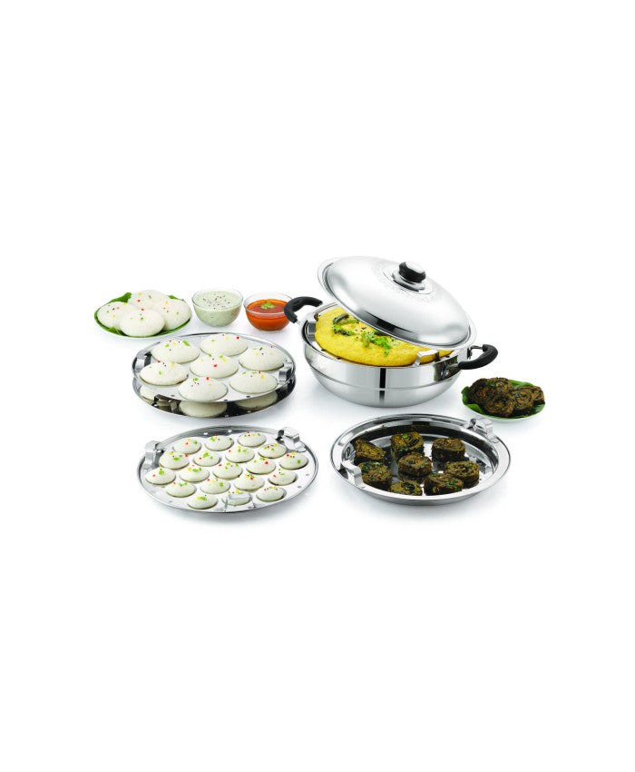 Anjali Fiesta Pro Multi Kadai With 4 Plates And SS Lid