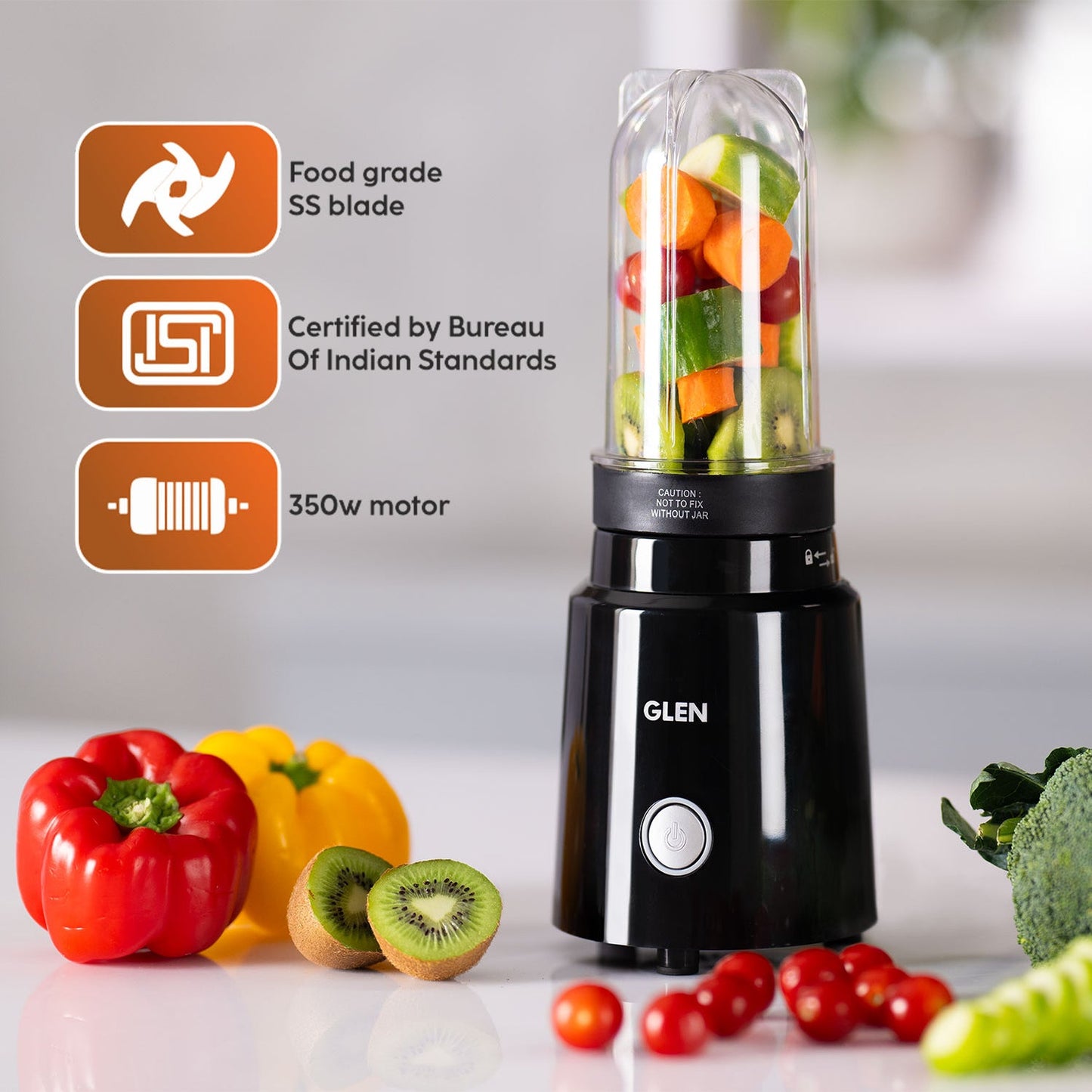 GLEN Active-Blender, 350W Grinder Blender, 2 Unbreakable Food Grade Jars with Sipper Cap (SA4048NSIP)