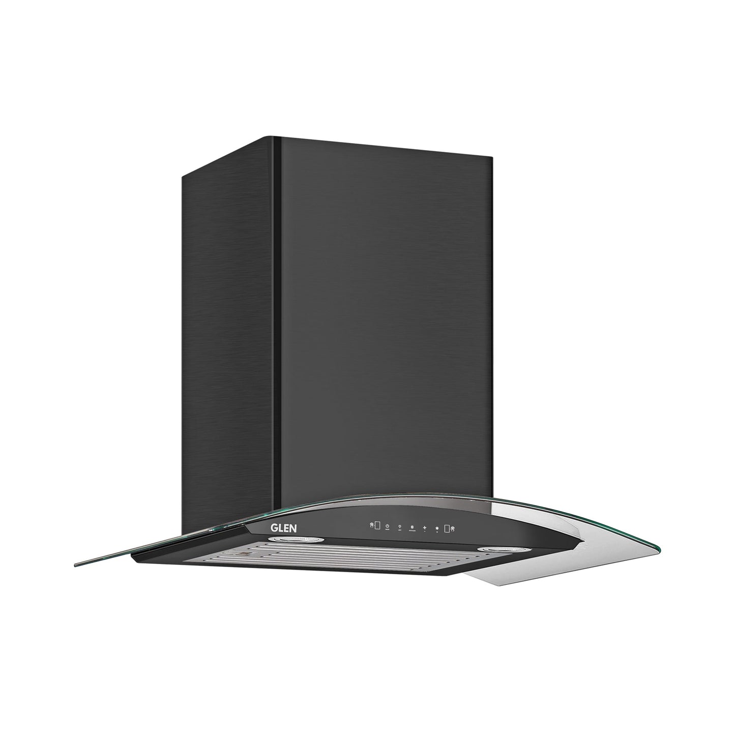 Auto Clean Chimney Curved Glass Baffle Filters with Motion Sensor 60/90cm 1200 mB3/h - Black (6063 BL)