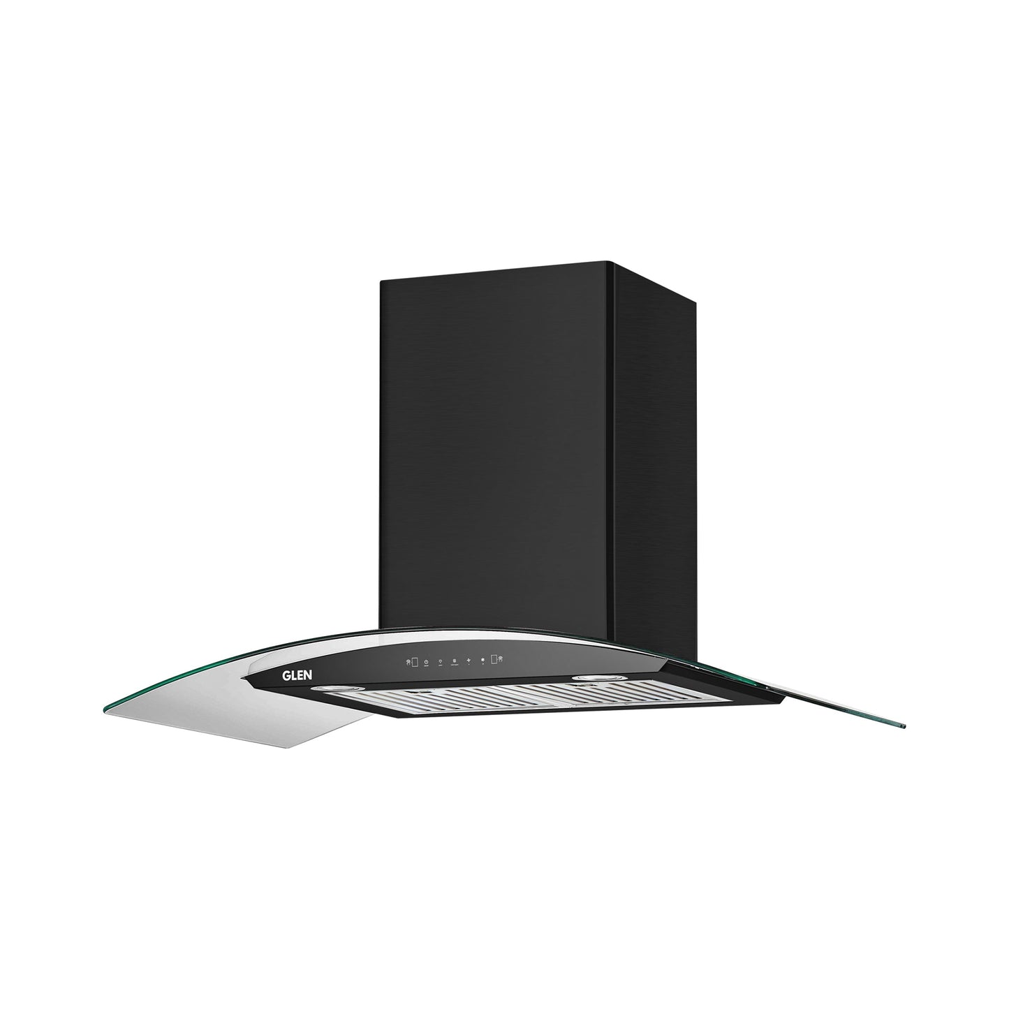 Auto Clean Chimney Curved Glass Baffle Filters with Motion Sensor 60/90cm 1200 mB3/h - Black (6063 BL)