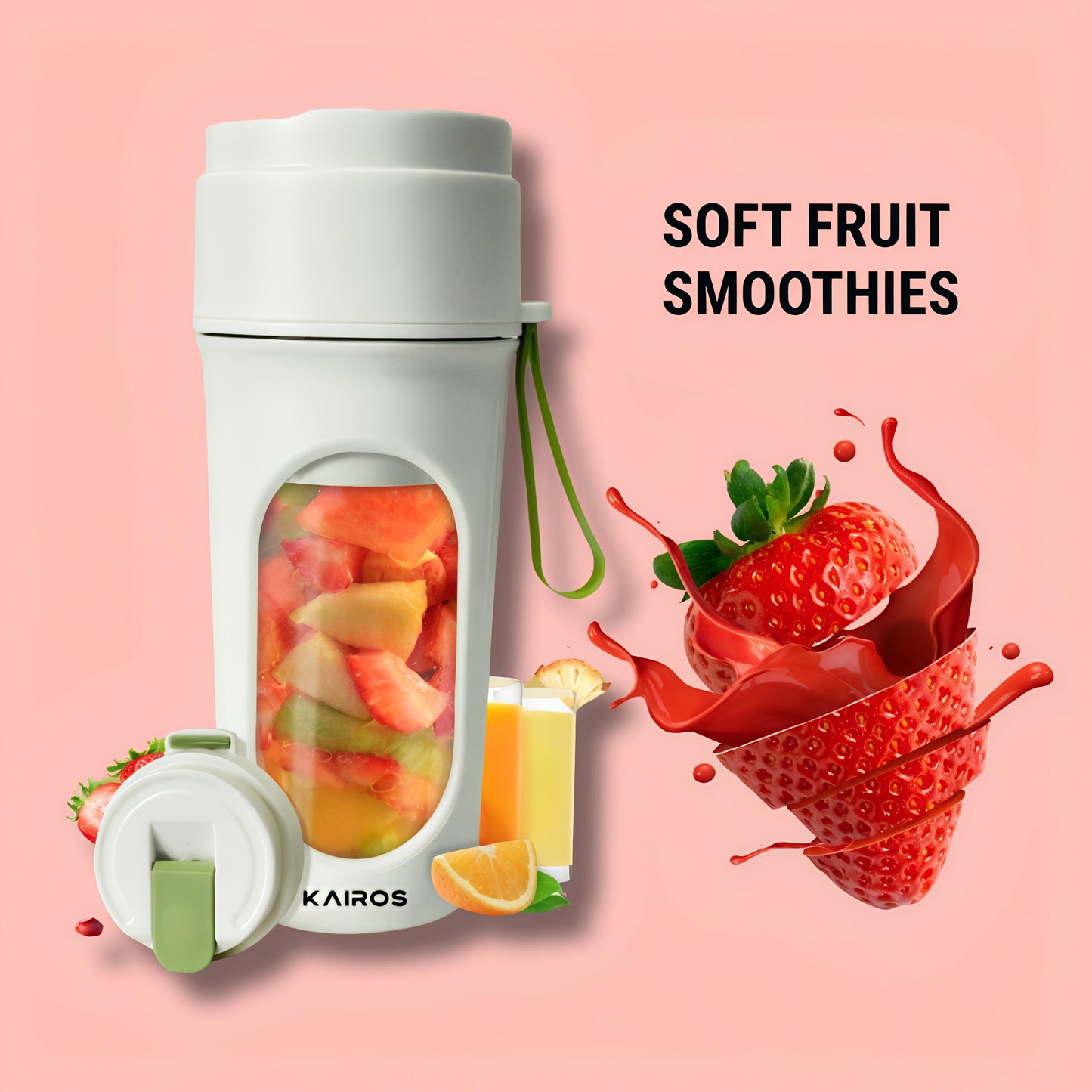 KAIROS BlendGo | Personal USB Blender for Travel, Gym & Office | 450 ml | Make Smoothies, Shakes & Baby Food On-the-Go