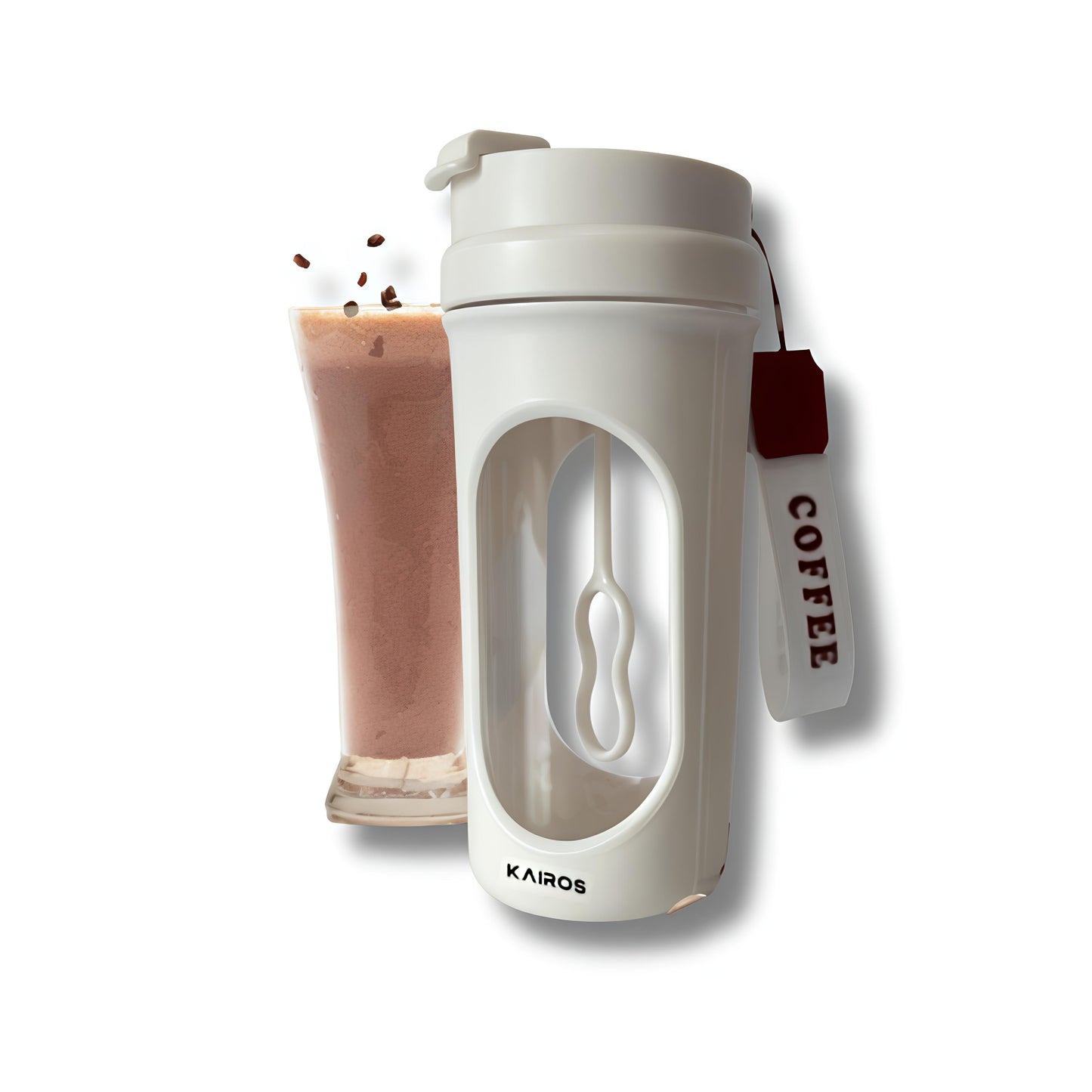 KAIROS StirMate Self-Stirring Bottle – 450 ML | Automatic Mixing Travel Mug | Ideal for Coffee, Juice & Shakes