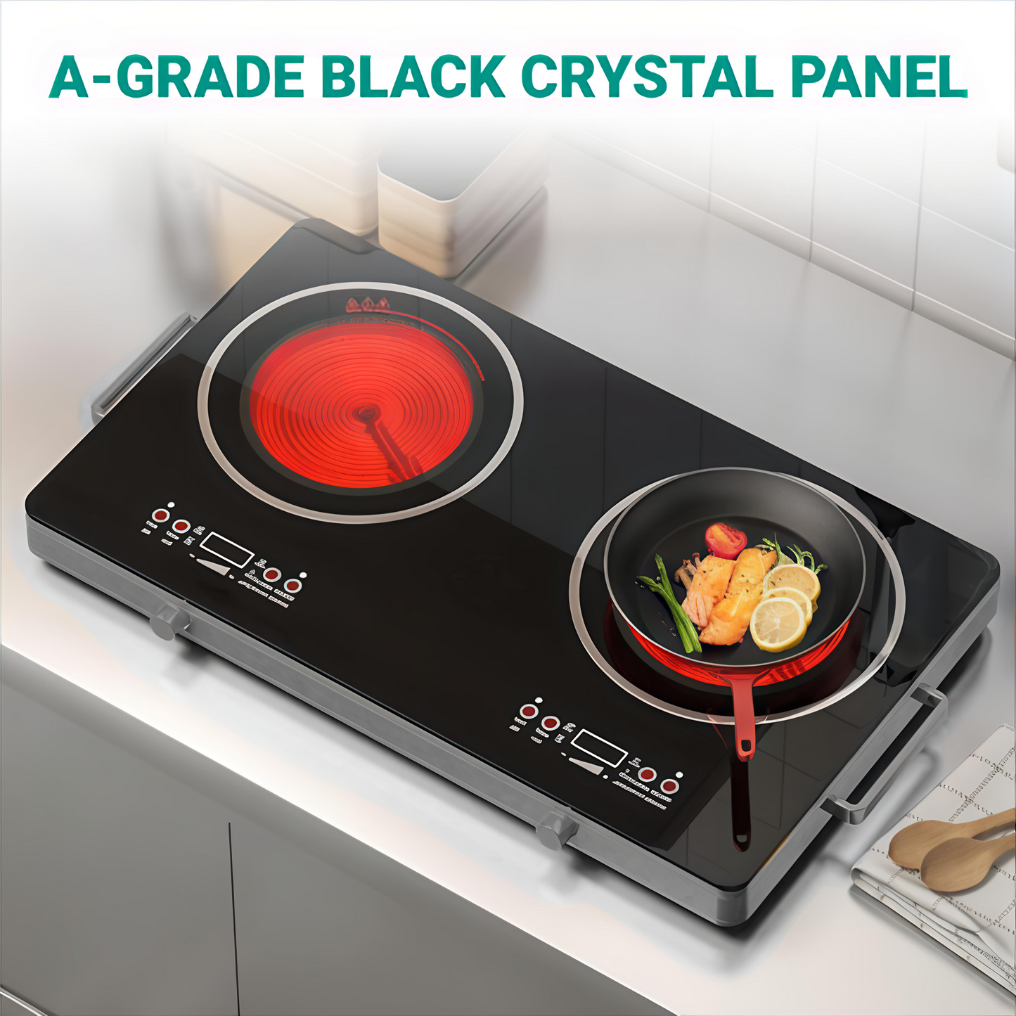 KAIROS Dual-Zone Infrared Induction Cooker - 3500W+3500W | High-Power Stove for Any Cookware & Faster Meals | Suitable for fast cooking