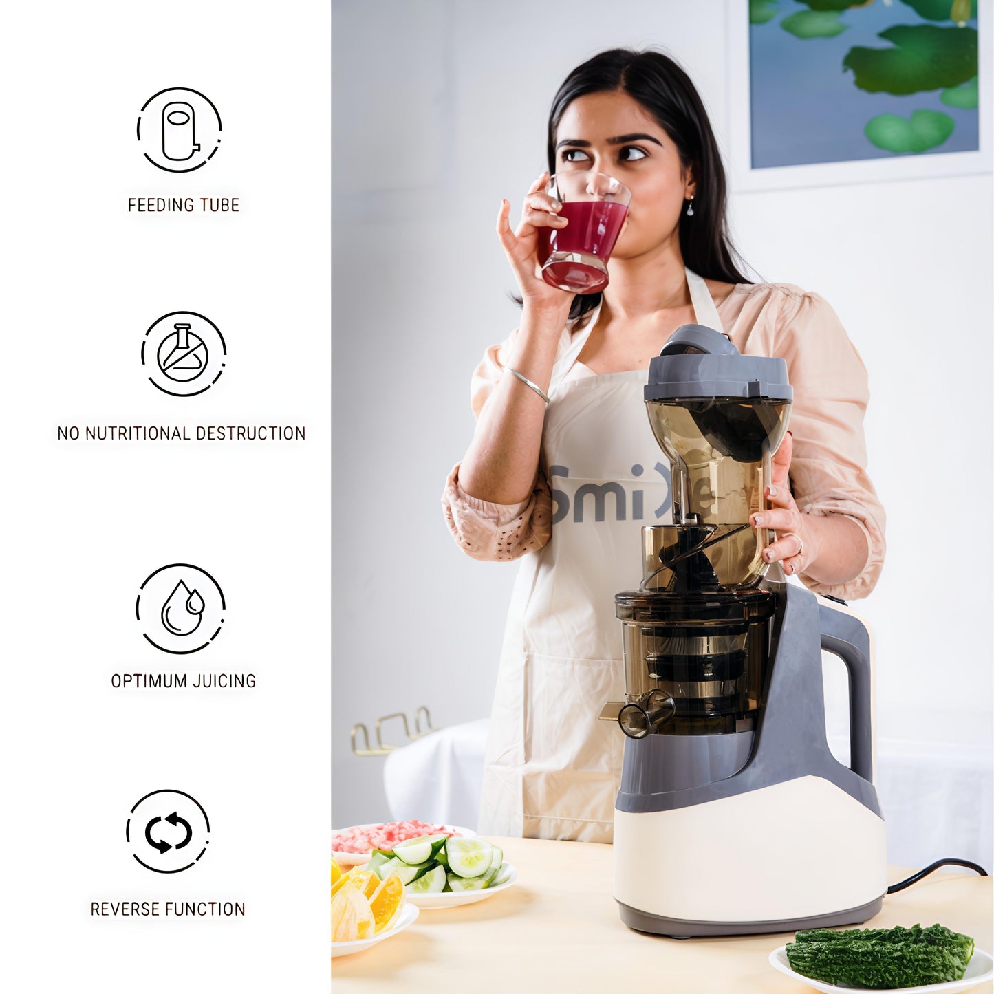 KAIROS Fresh Squeeze | Best Cold Press Juicer for Home | For Juice, Sorbet and Smoothies | High Power Juicer